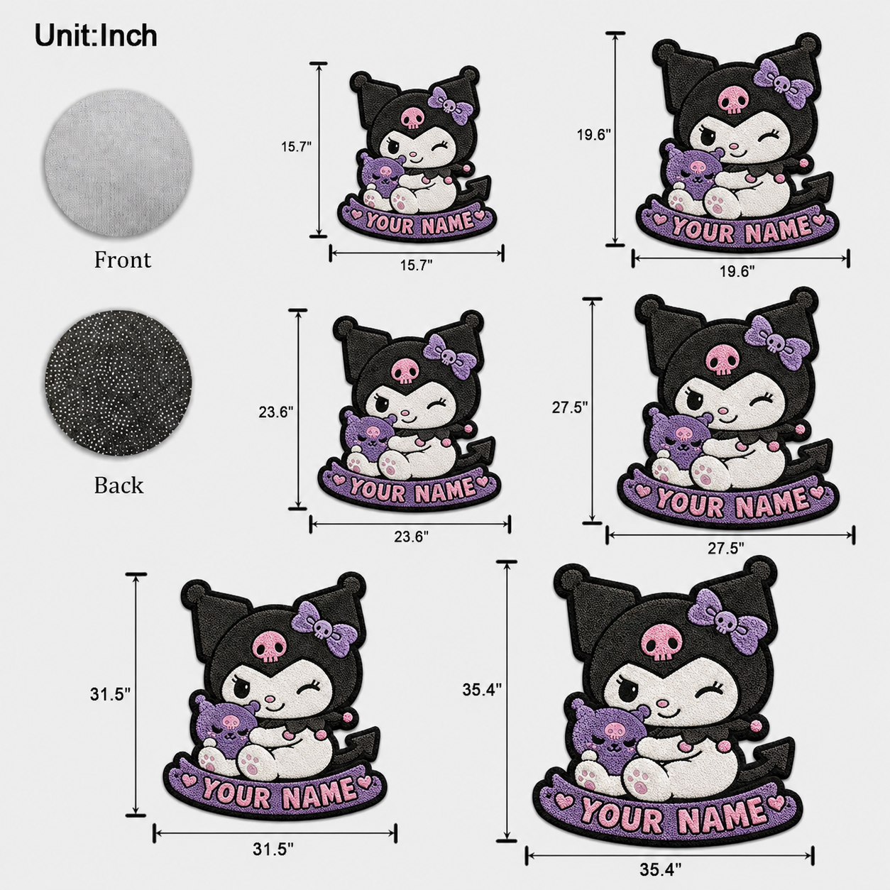 Personalized Gothic Evil Cat Tufted Rug – Custom Name Purple Cat Cute Bedroom Door Mat