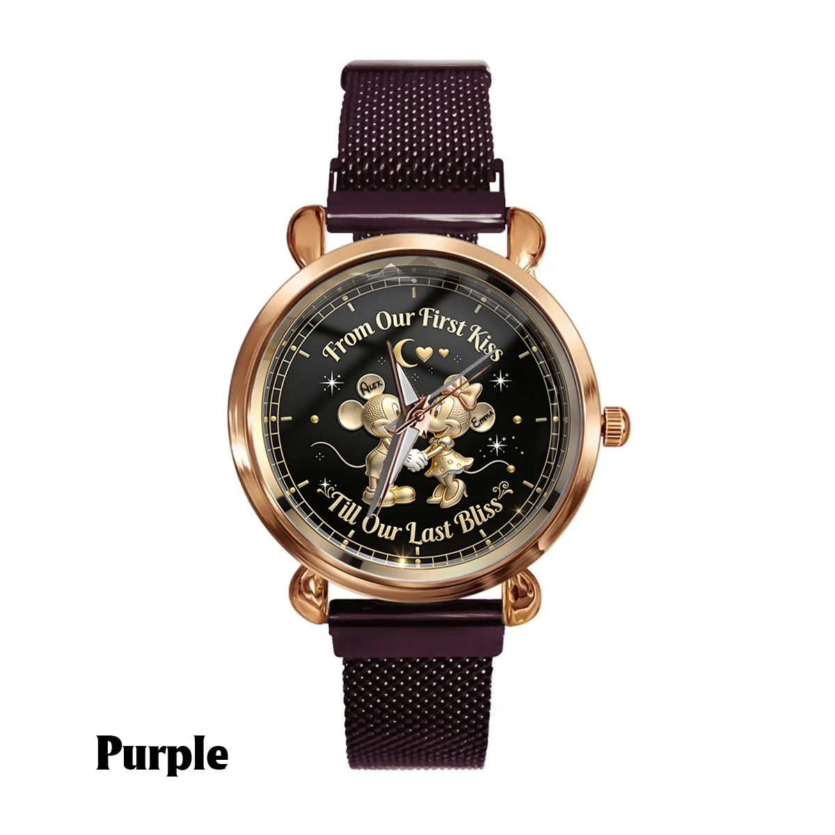 Custom Couple Name Mouse Handwatch - Personalized Magic Mouse Hand Watch