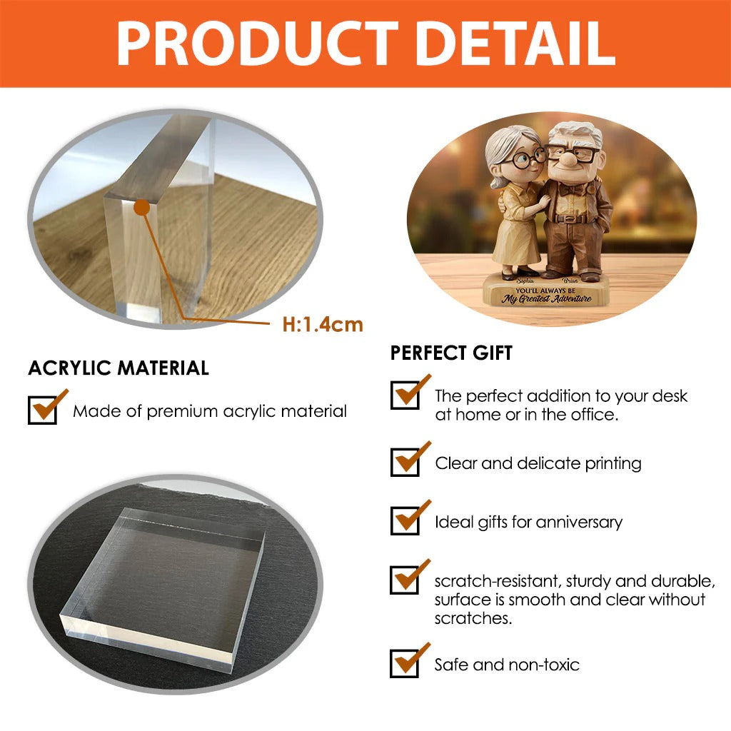 You Are My Greatest Adventure 3 - Personalized Couple Custom Shaped Acrylic Plaque