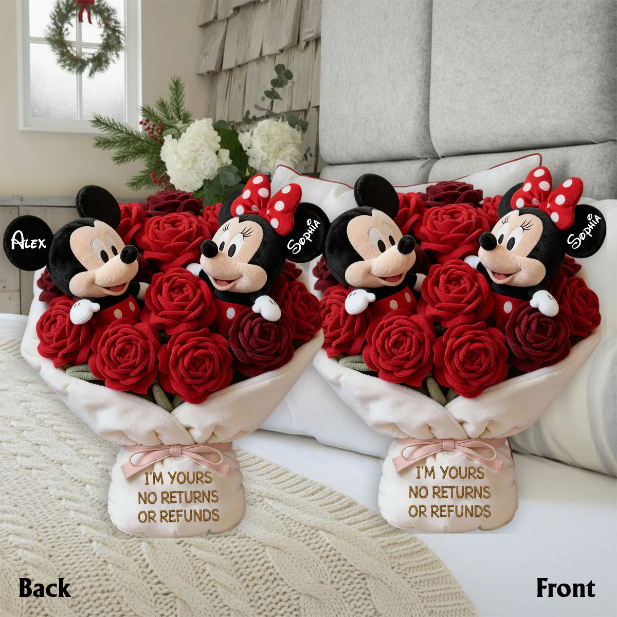 You And Me We Got This Red Rose Bouquet - Personalized Mouse Shaped Pillow