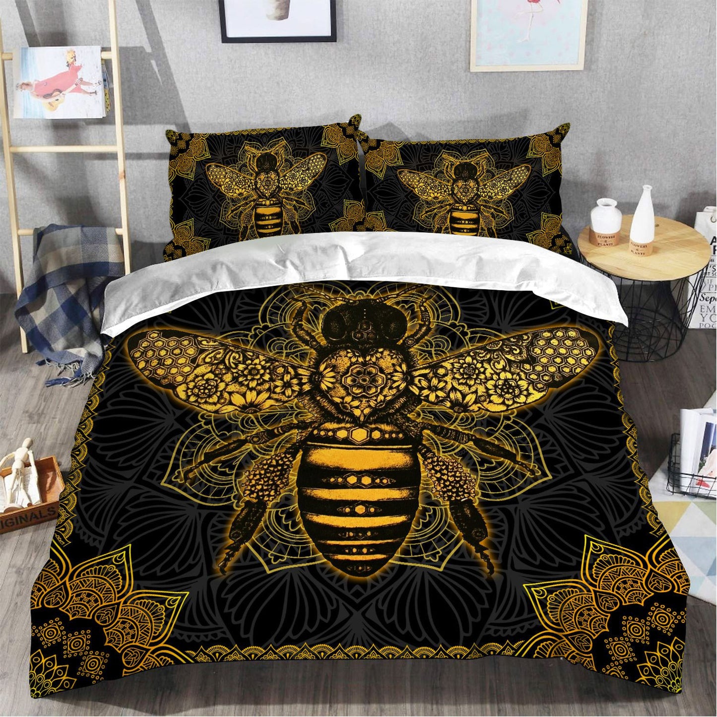 Honey Bee Mandala All Over Printed Bedding Set