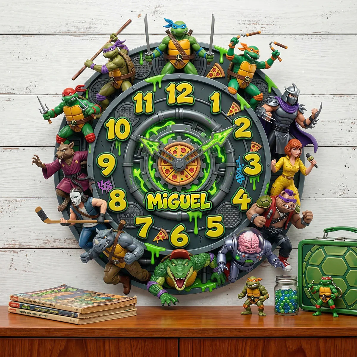 Retro Street Heroes Wall Clock - Personalized Gifts For Hero Lover Acrylic Hanging Wall Clock