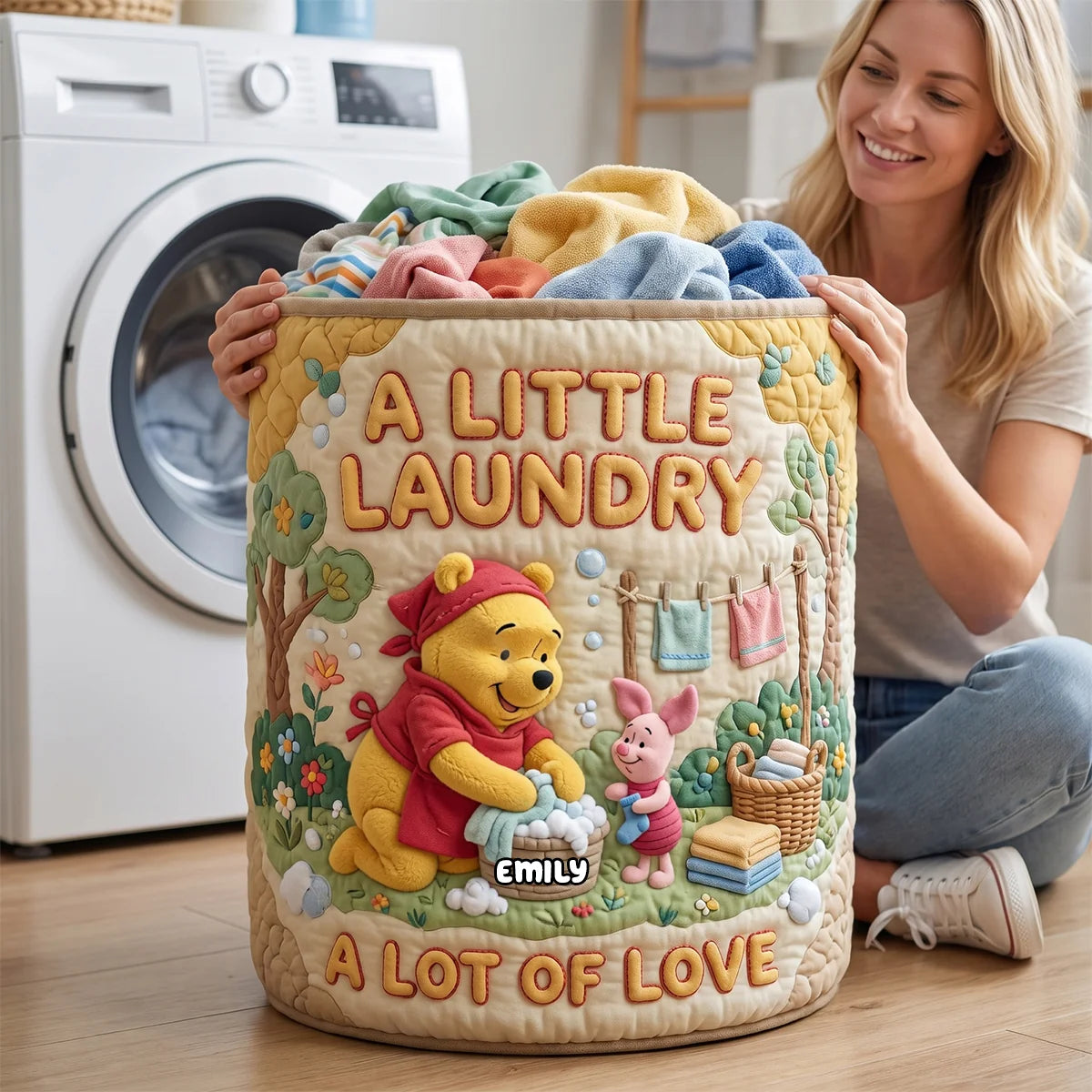 A Little Laundry A Lot Of Love Quilted Laundry Basket - Personalized Gifts