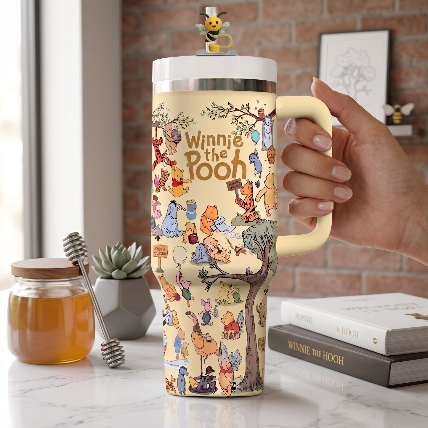Classic Storybook Bear Tumbler with Handle – Woodland Friends Travel Cup, Cute Forest Animal Gift