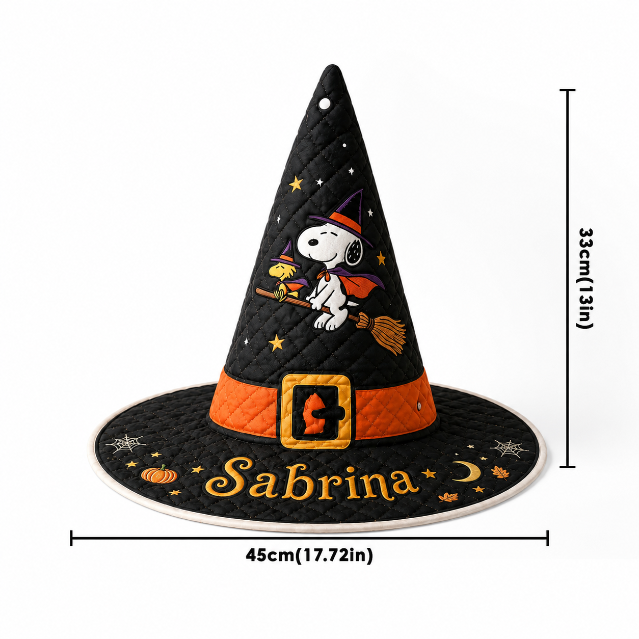 Spooky Beagle - Personalized Halloween Character Quilt Witch Hat