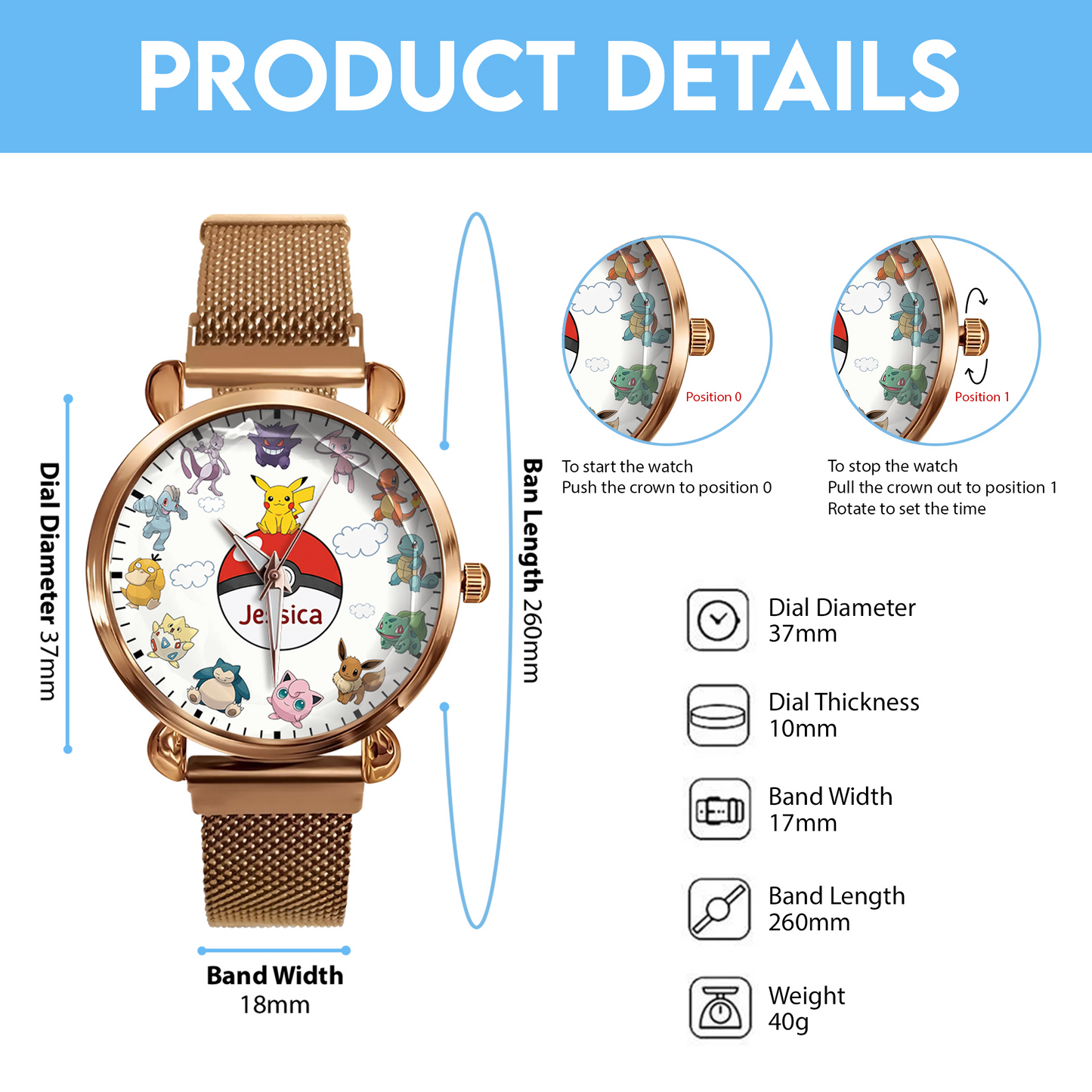 Cute Monsters - Personalized Monster Trainer Women Hand Watch
