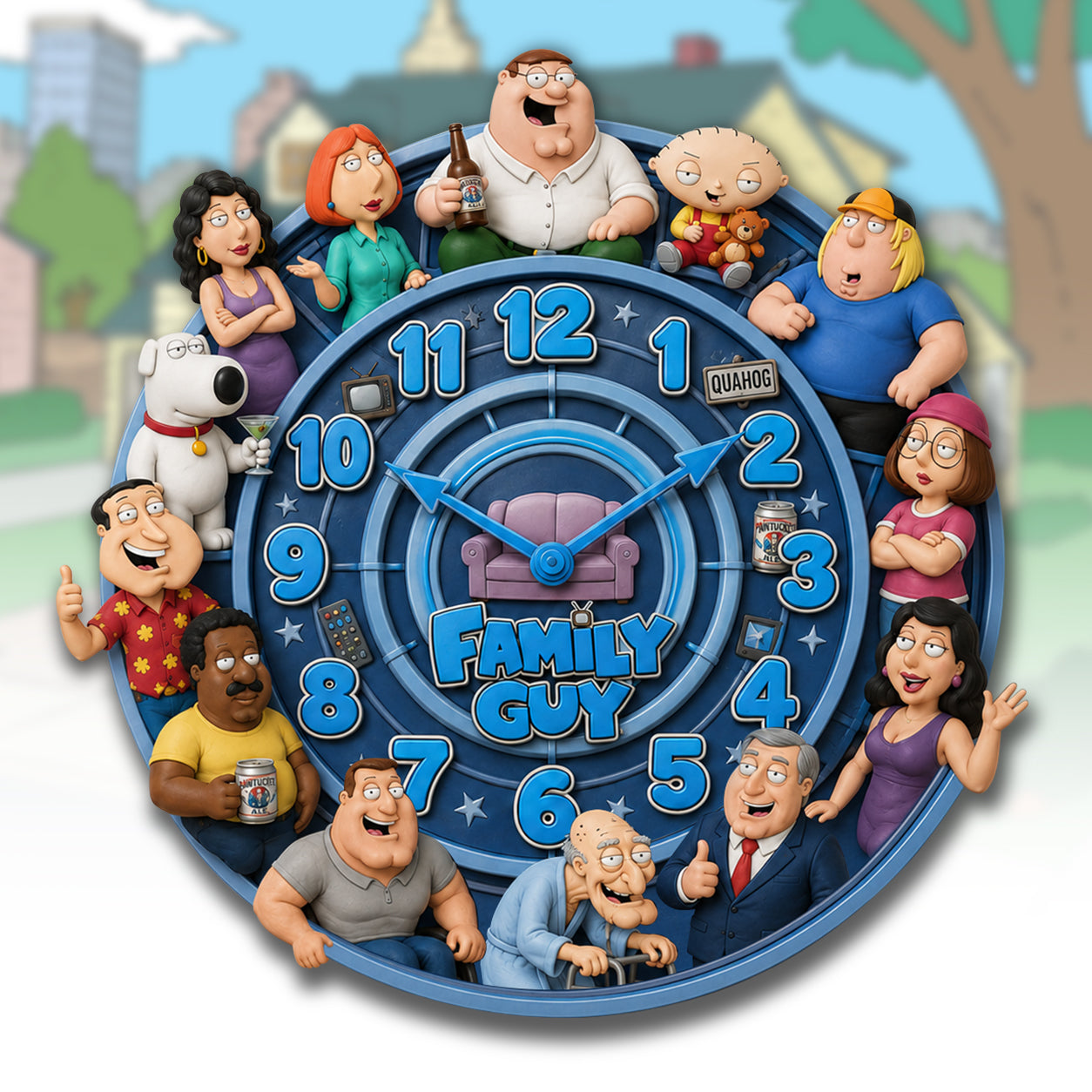 Cartoon Family Acrylic Hanging Wall Clock - Personalized Gifts For Cartoon Lovers