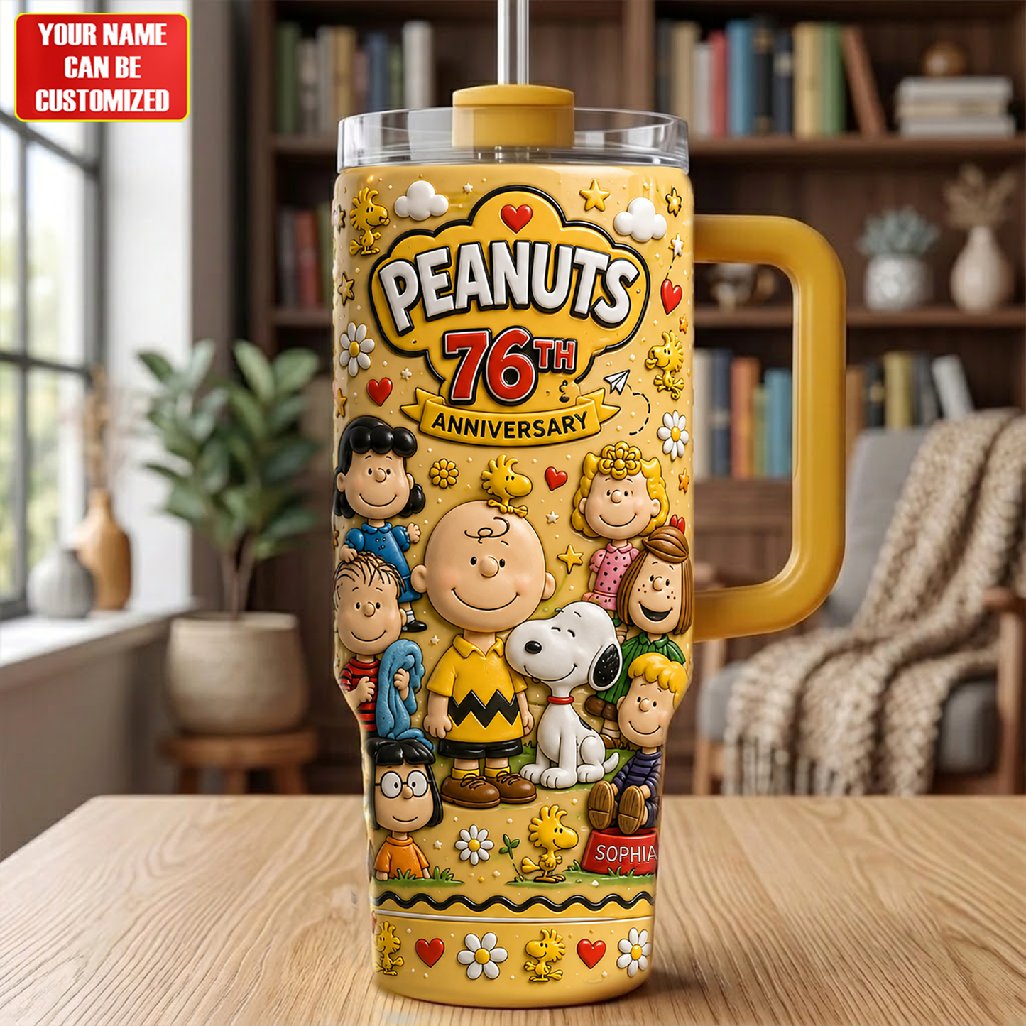 Celebrates 76TH Anniversary Cartoon Friendship Tumbler With Handle - Personalized Gifts For Friends