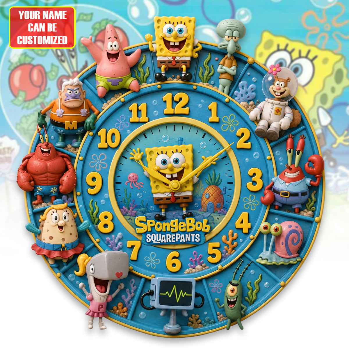 Cartoon Ocean Friends Acrylic Hanging Wall Clock - Personalized Gifts For Cartoon Lovers