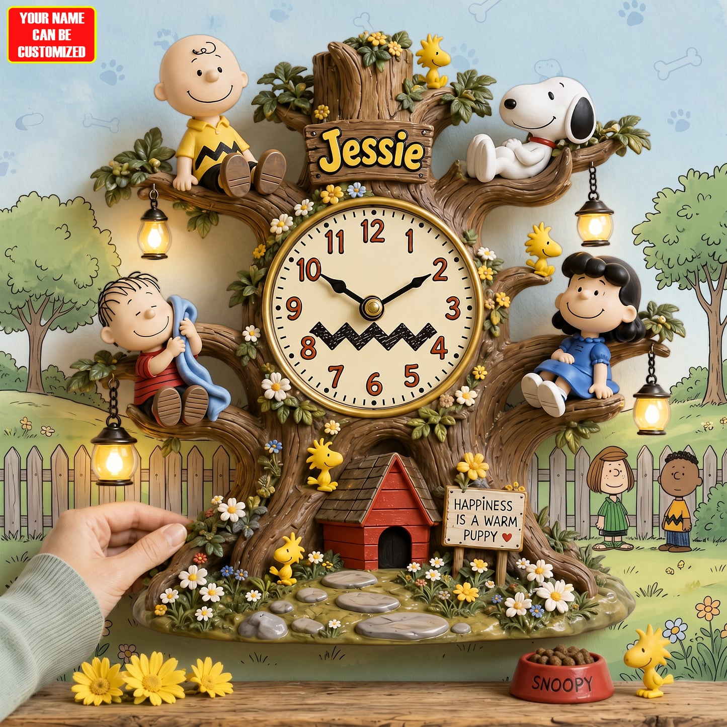 Classic Cartoon Friends Tree Acrylic Hanging Wall Clock - Personalized Gifts For Cartoon Lovers