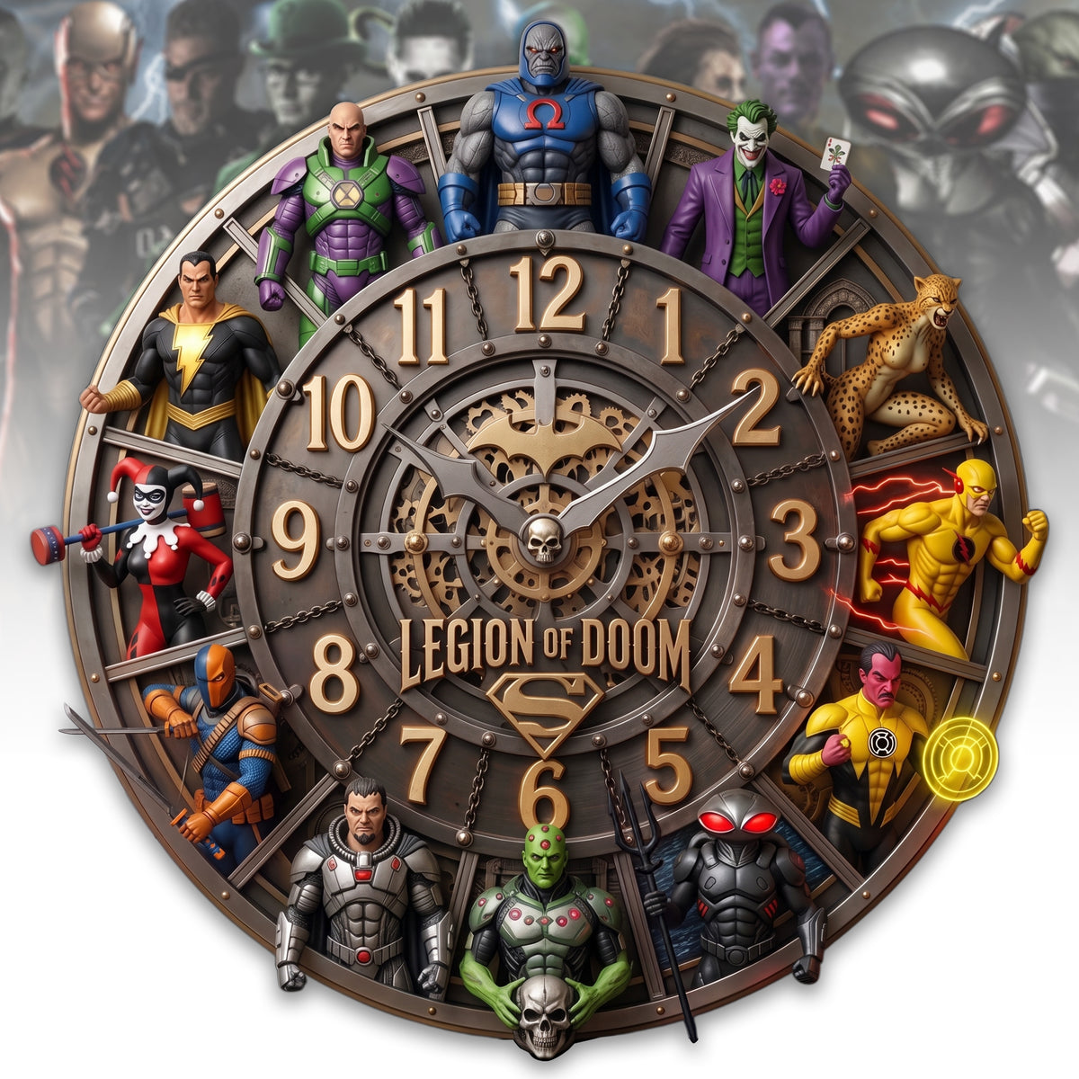 Ultimate Villain Alliance Acrylic Hanging Wall Clock - Personalized Gifts For Superhero Lovers