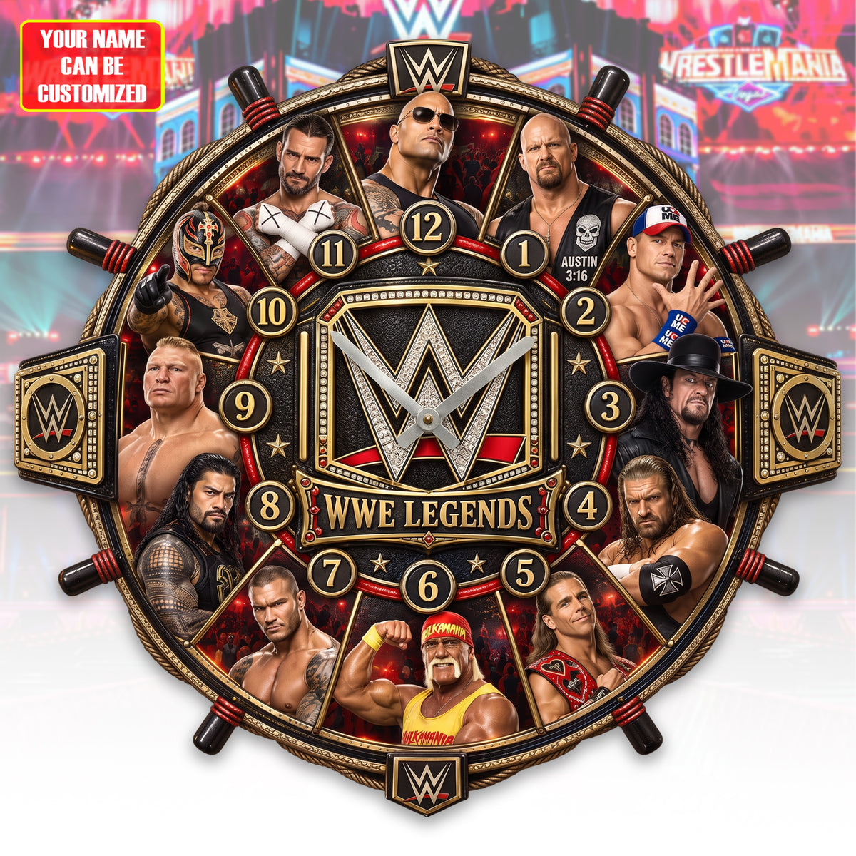 Champions Legends Acrylic Hanging Wall Clock - Personalized Gifts For Wrestling Lovers