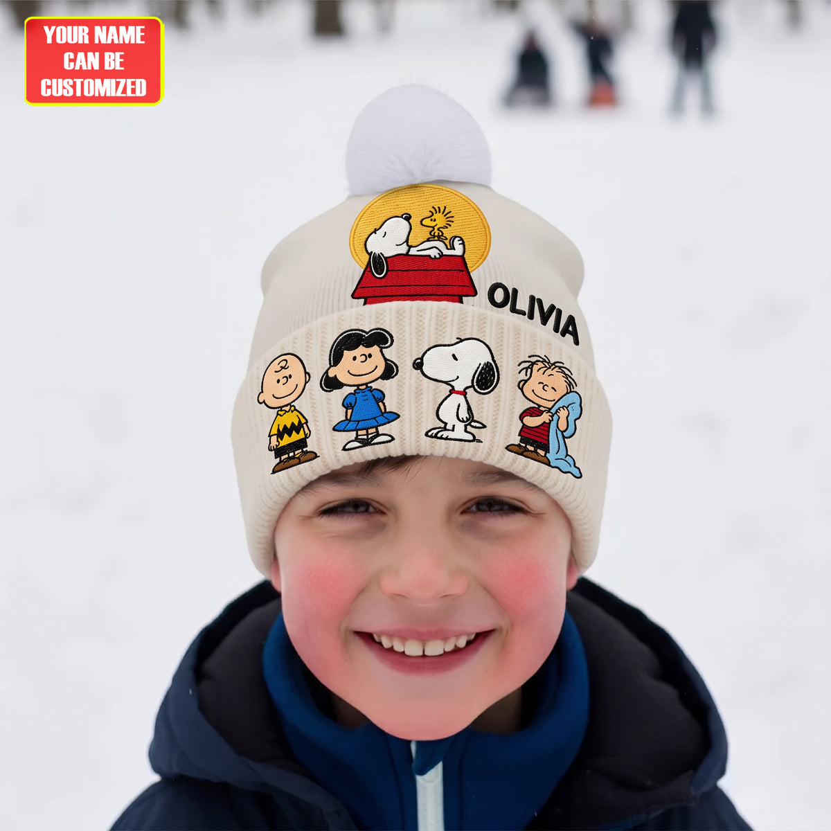 Classic Cartoon Friends - Personalized Embroidered Knit Beanie, Gift For Cartoon Lovers