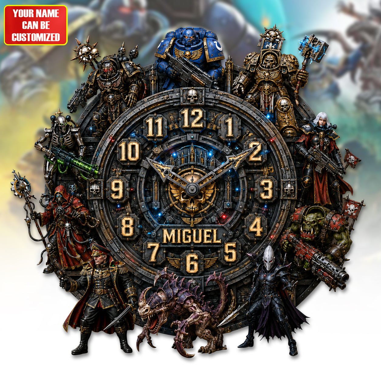 Grimdark Space Warriors Acrylic Hanging Wall Clock - Personalized Gifts For Game Lovers