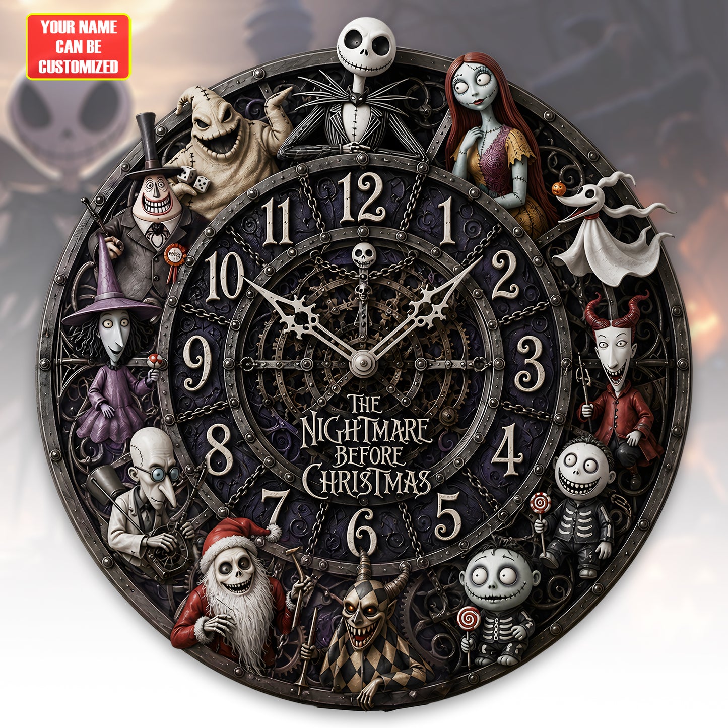 Halloween Nightmare Characters Acrylic Hanging Wall Clock - Personalized Gifts For Halloween Lovers