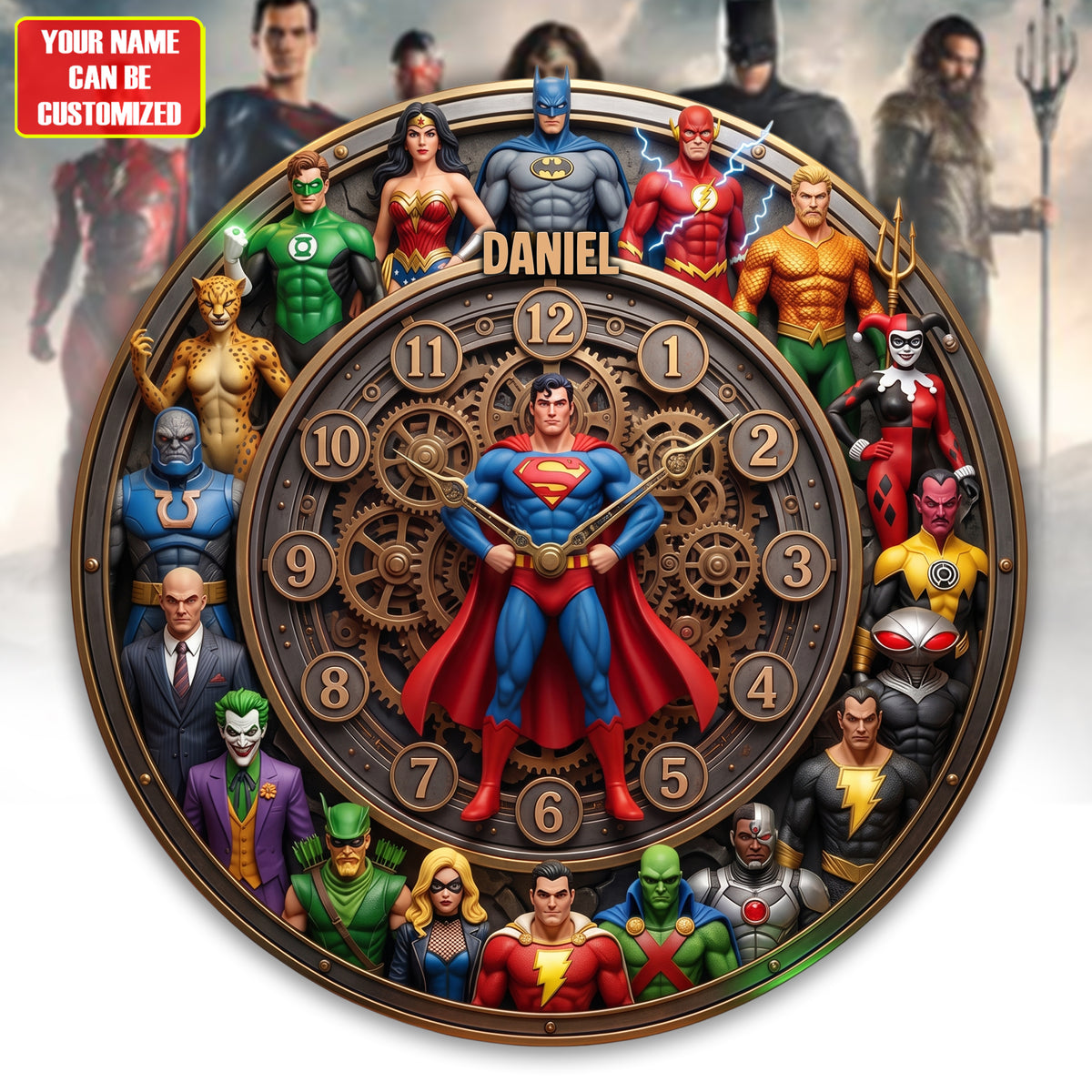 Ultimate Superhero Alliance Acrylic Hanging Wall Clock V2 - Personalized Gifts For Superhero Lovers