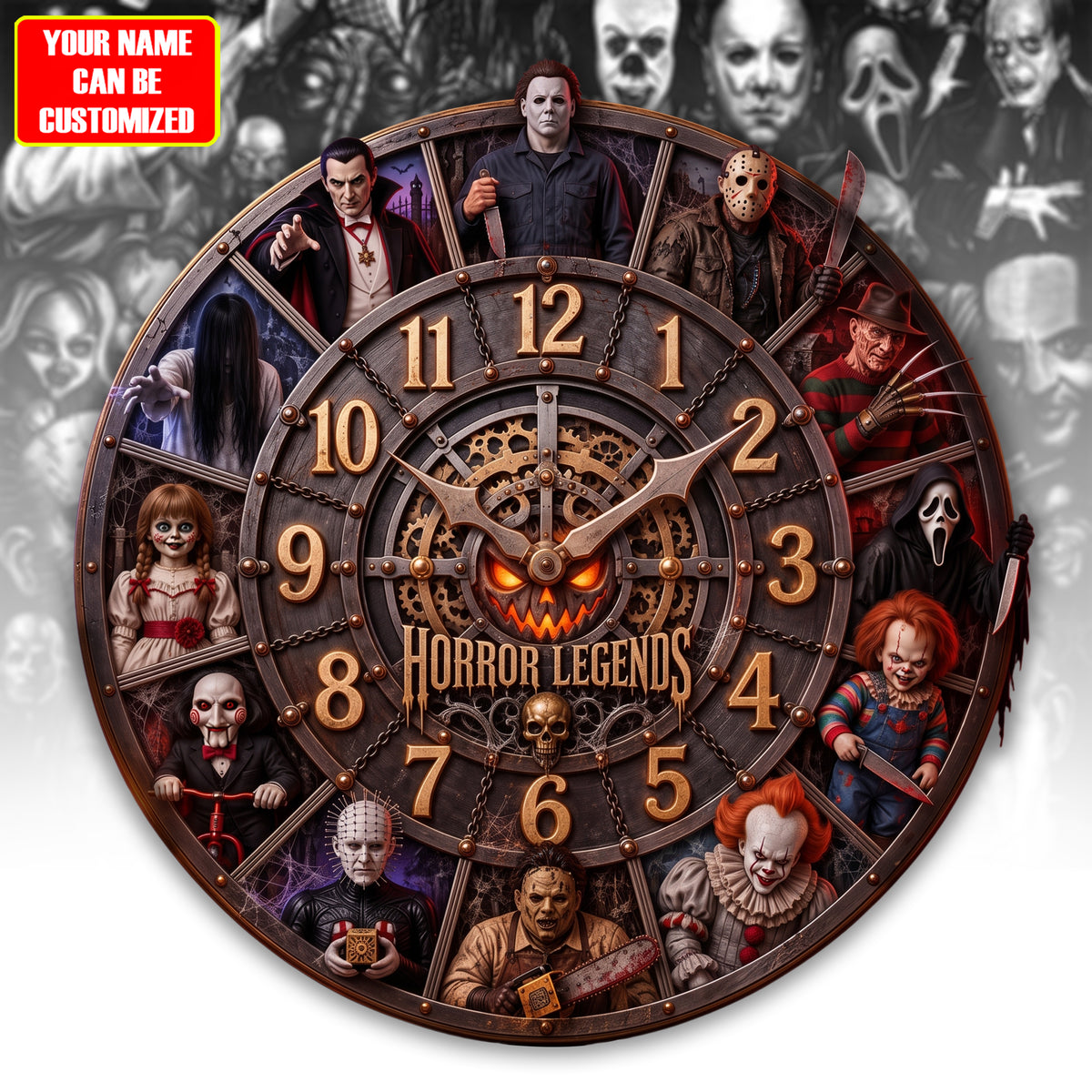 Ultimate Halloween Horror Acrylic Hanging Wall Clock - Personalized Gifts For Horror Lovers