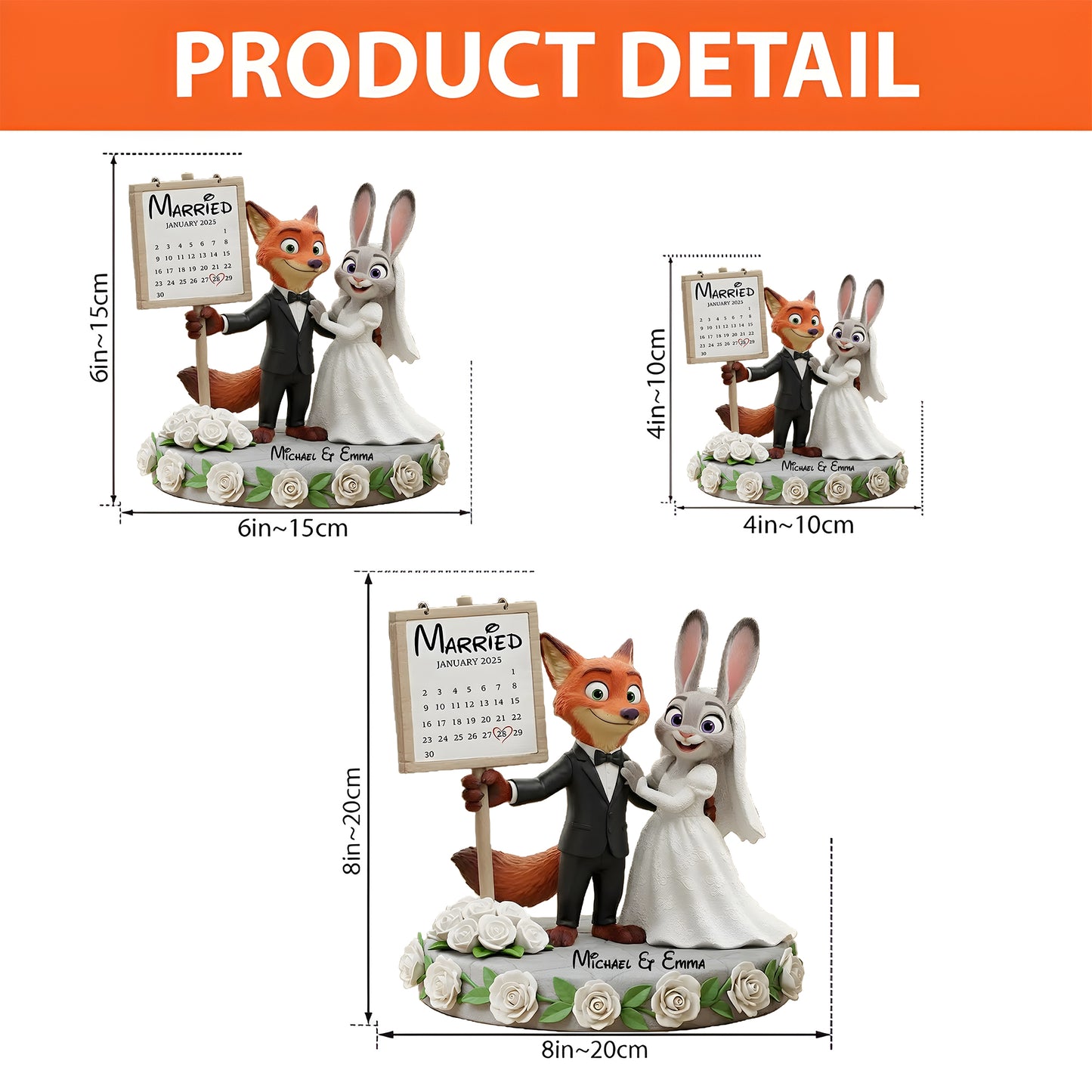 Happy Anniversary Fox & Bunny Couple - Personalized Fox & Bunny Custom Shaped Acrylic Plaque
