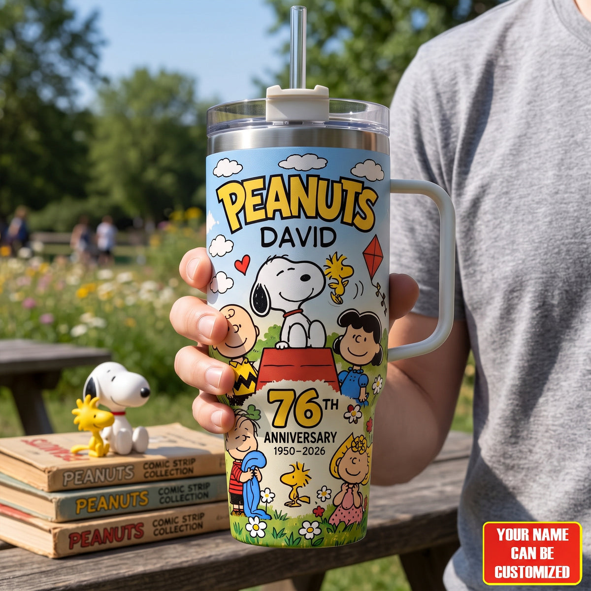 Personalized Classic Puppy & Friends 76th Anniversary Tumbler – Custom Name Cartoon Travel Cup
