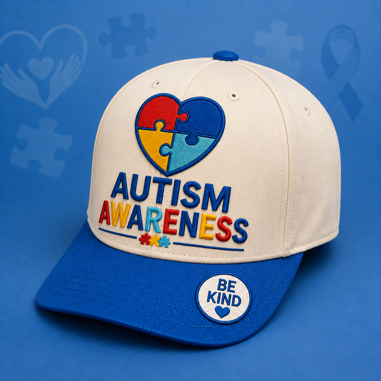 Autism Awareness Puzzle Heart Cap – Be Kind Hat