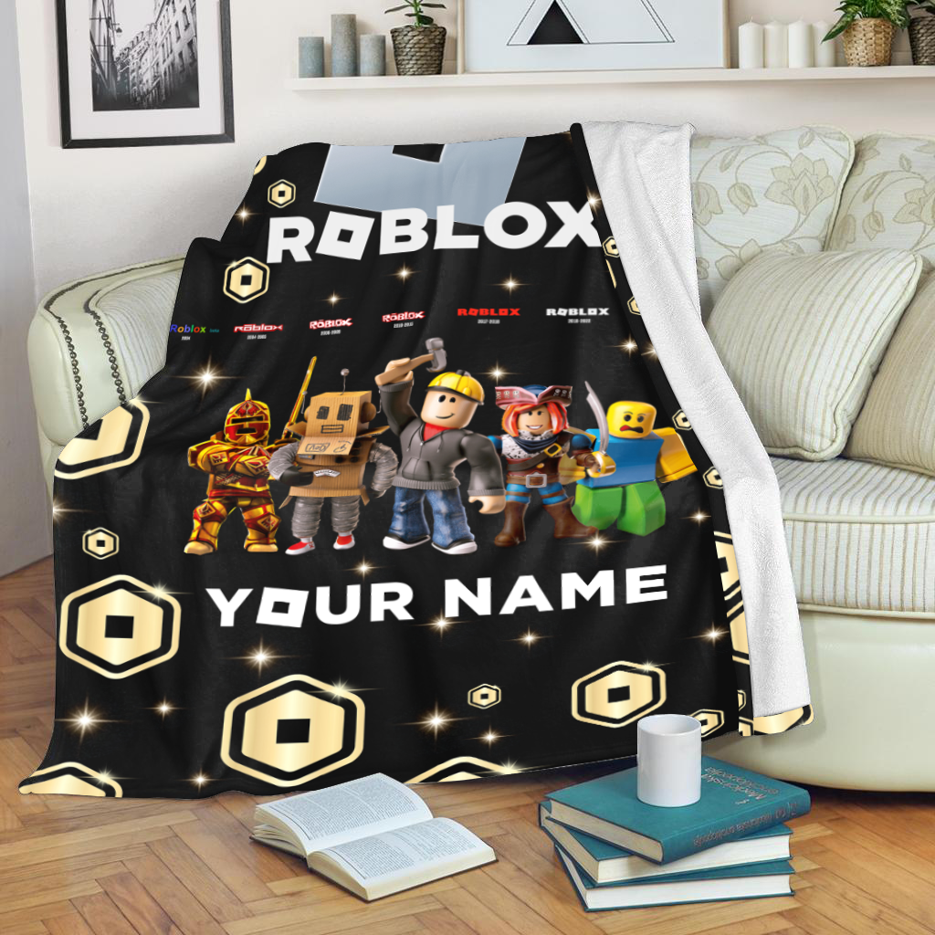 Custom Gamer Blanket for Kids – Personalized Name with 3D Game Characters Print