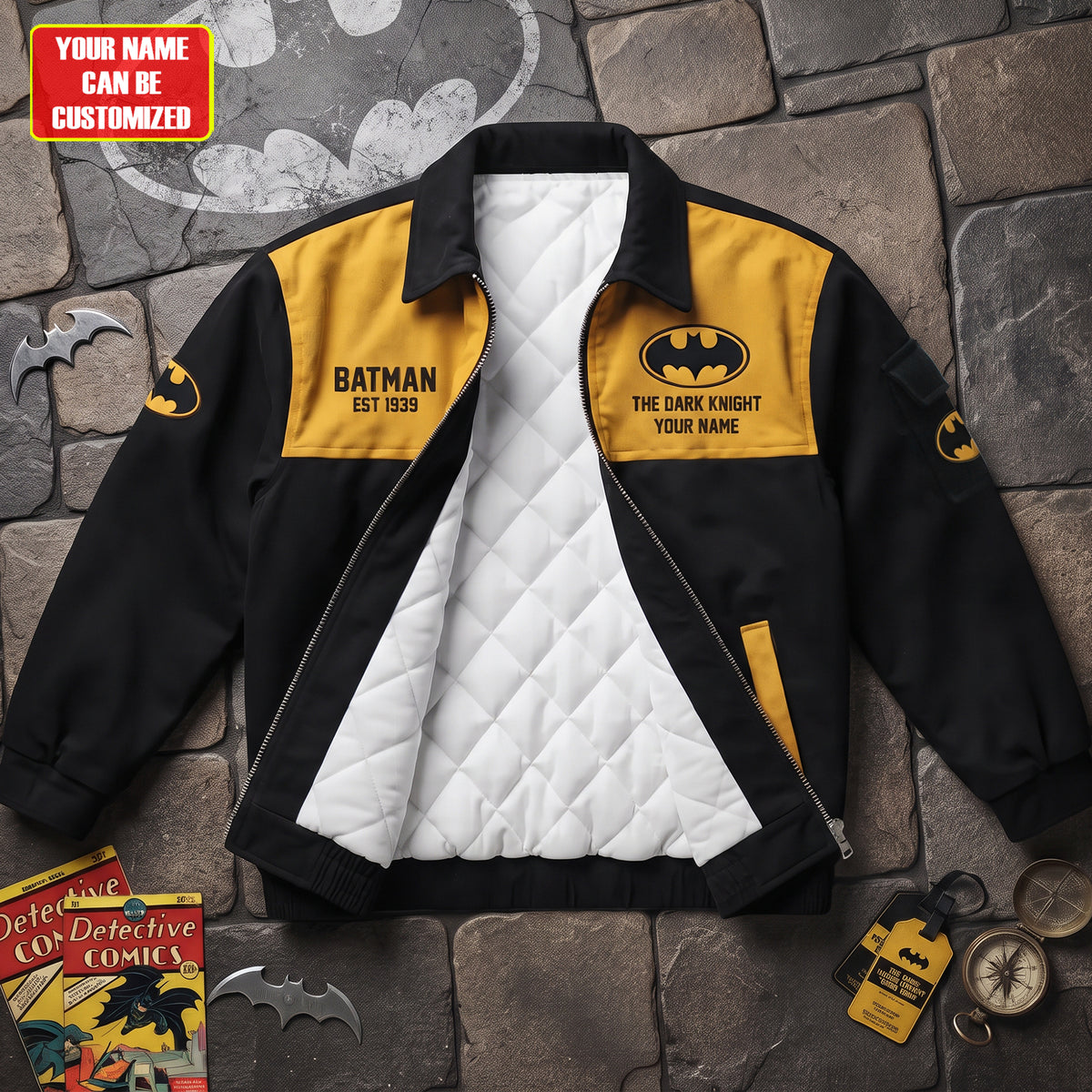 Dark Knight Hero – Personalized Casual Zip Up Corduroy Jacket