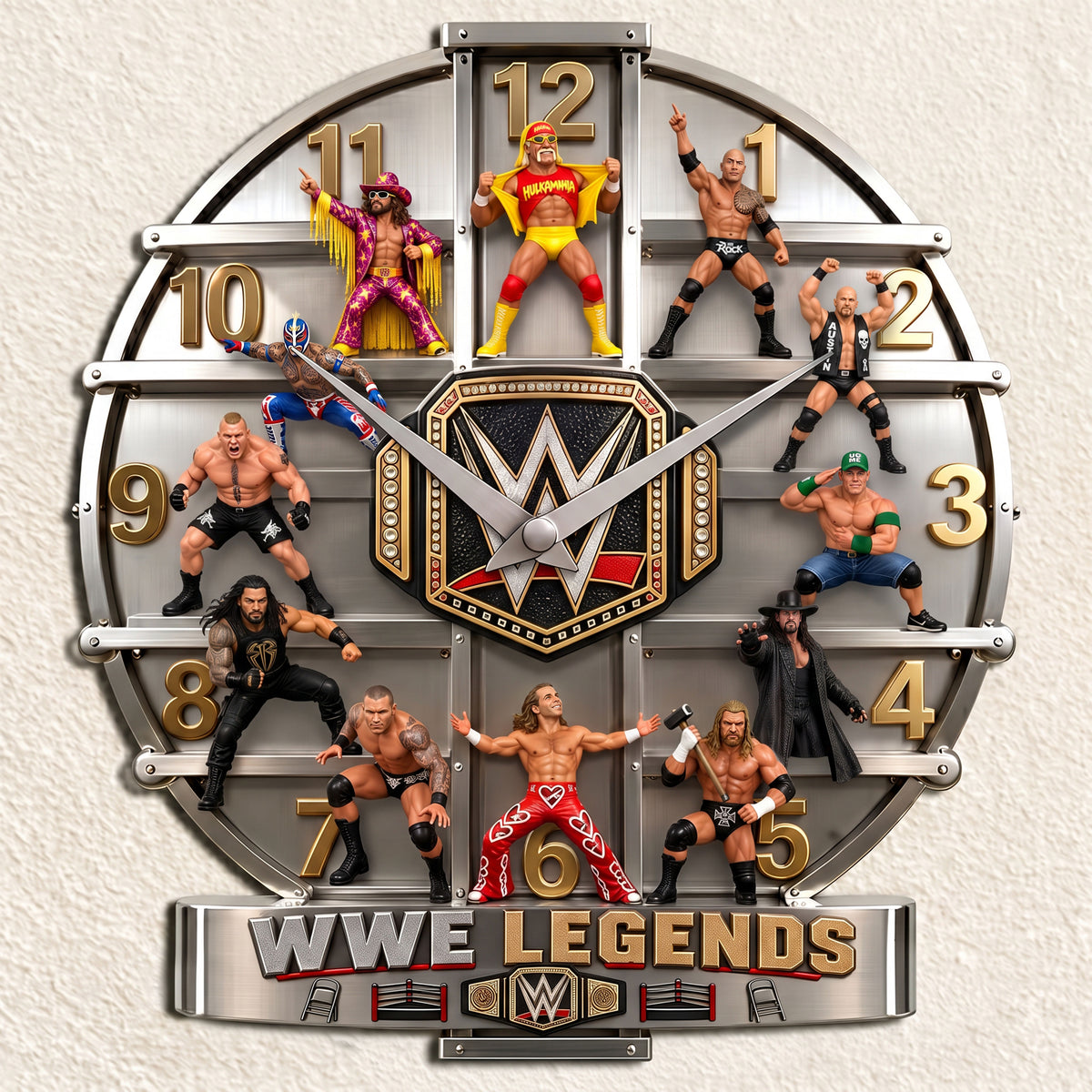 Wrestling Legends Wall Clock – Iconic Championship Heroes Collector Clock