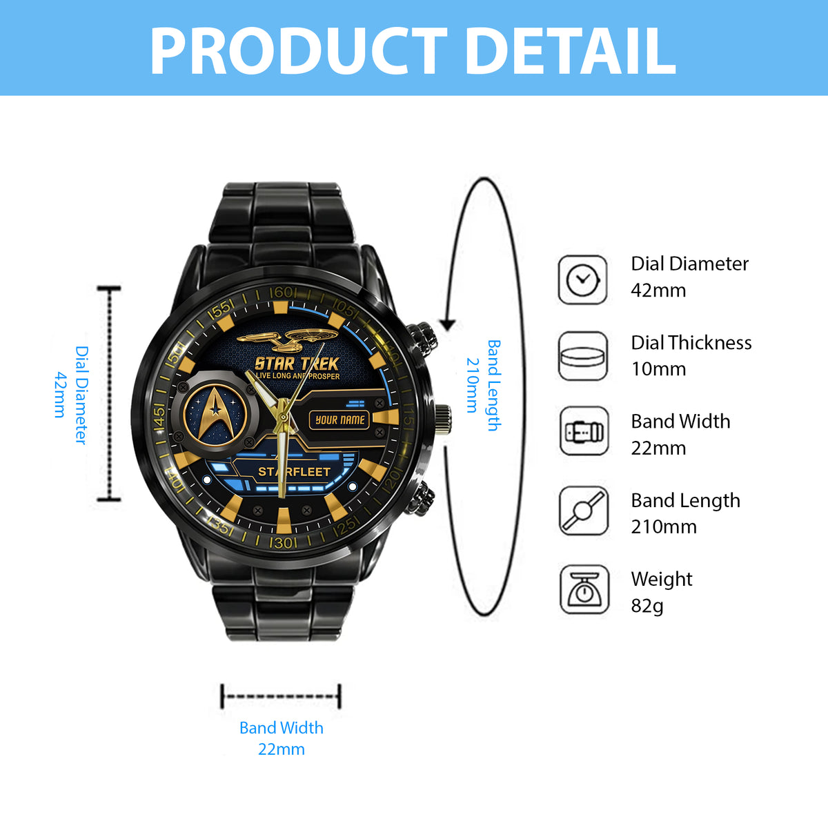 Galactic Starfleet Personalized Watch – Retro Sci-Fi Explorer Gifts