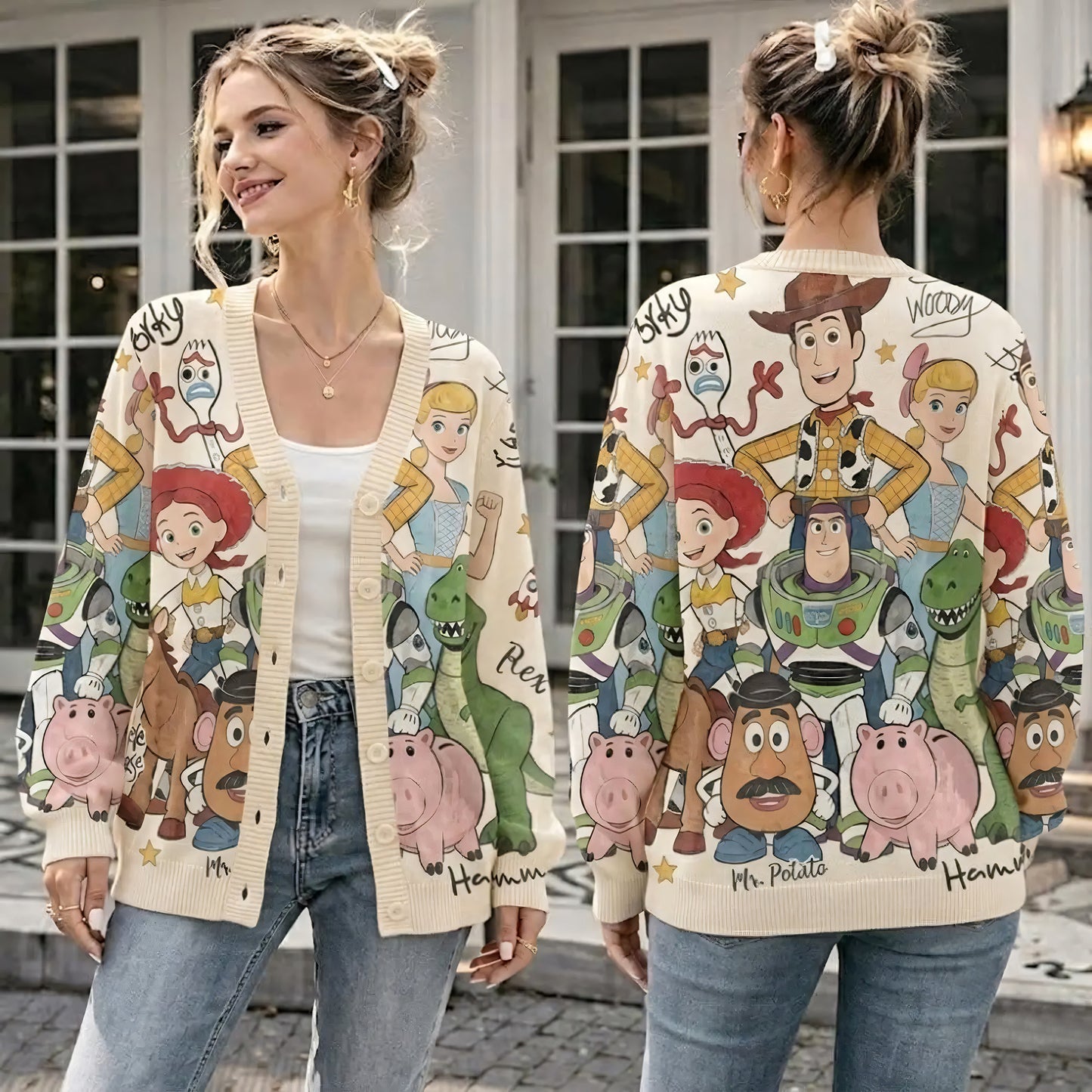 Playful Toy Friends - Personalized Toy Friends Cardigan Sweater