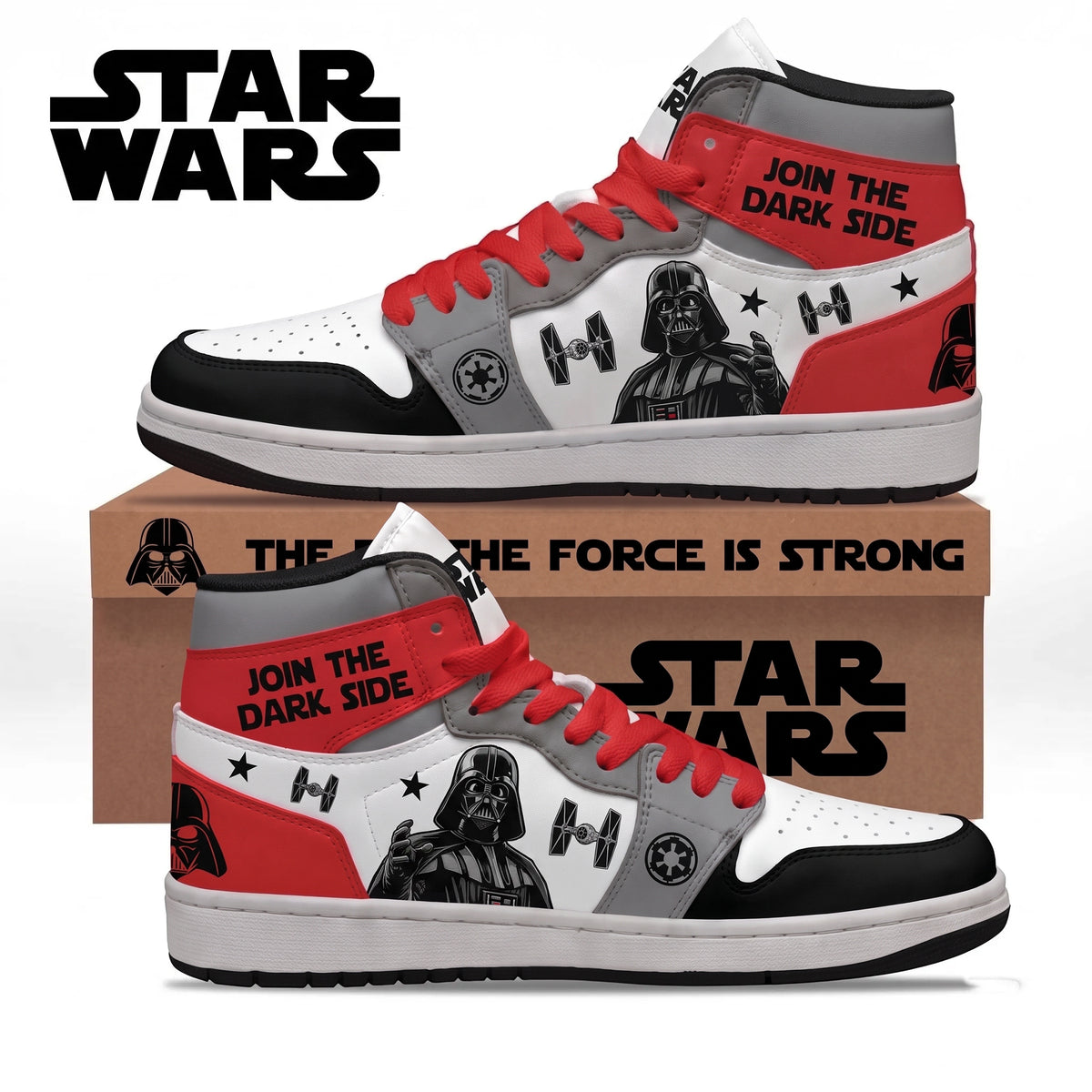 Dark Side AJ1 High Top Sneakers – Galactic Villain Sci-Fi Fan Shoes