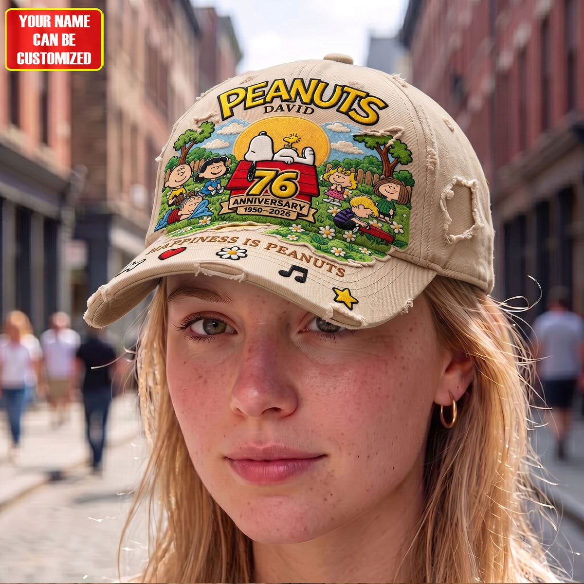 Happiness Is Friendship 76th Anniversary – Personalized Vintage Cartoon Friends Cap