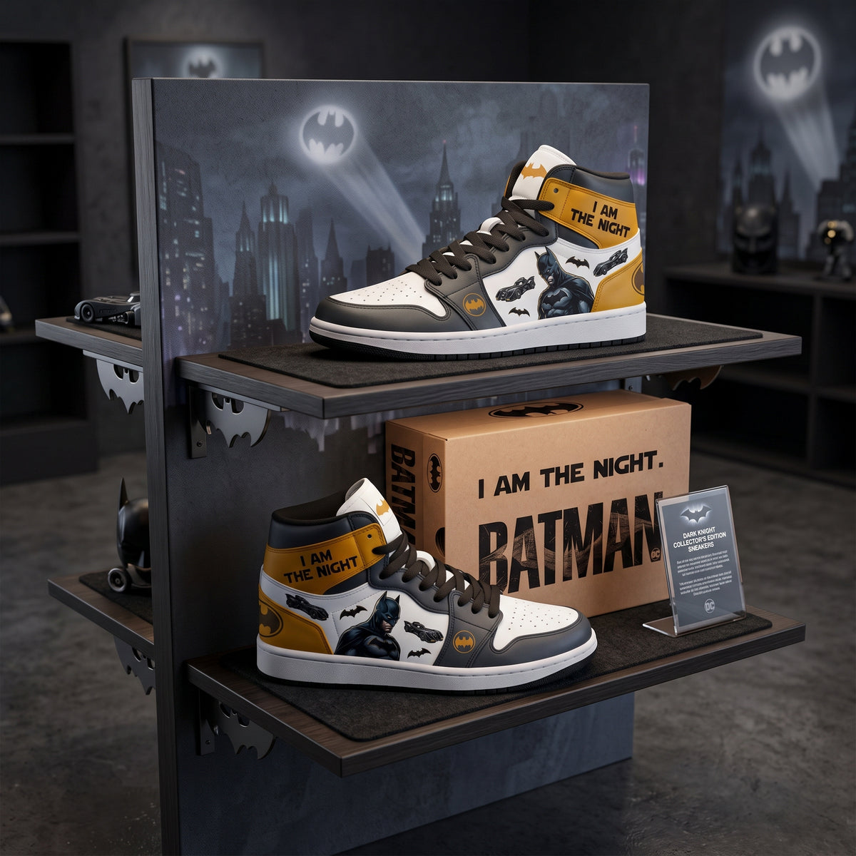 Dark Night Vigilante AJ1 High Top Sneakers – Gothic Hero Fan Shoes