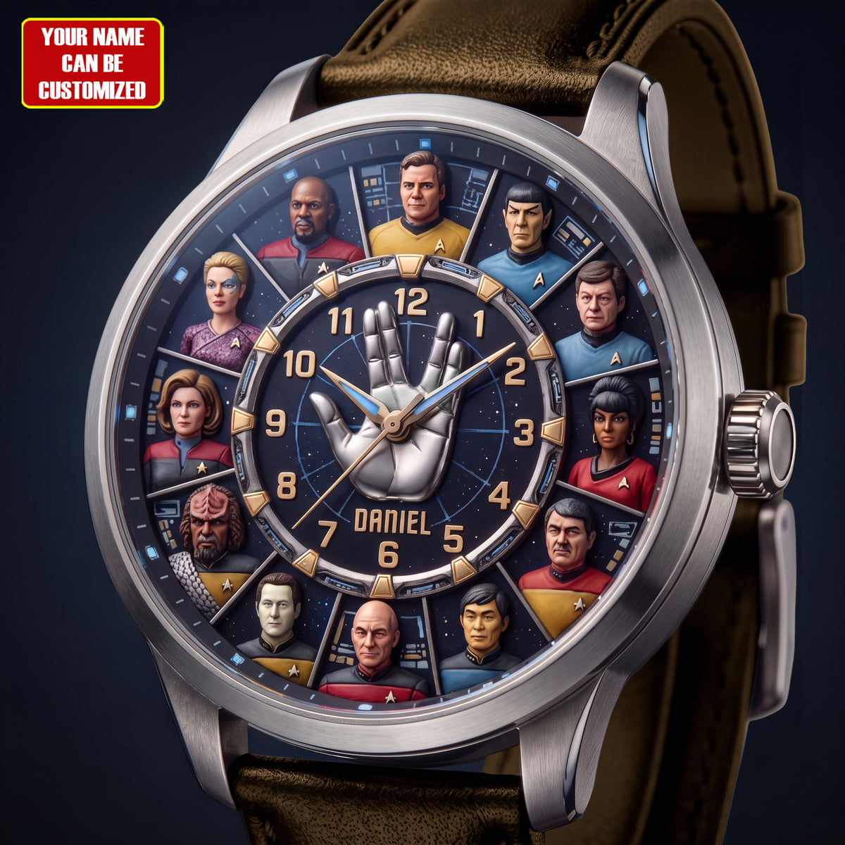 Personalized Space Explorer Luxury Leather Strap Watch