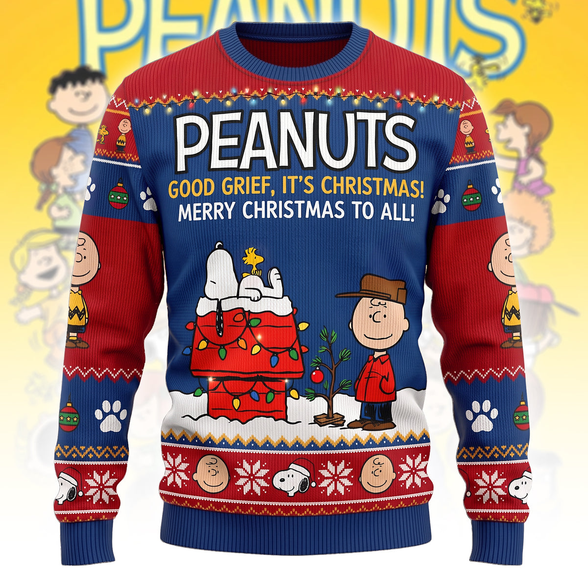 Classic Comic Puppy Christmas Ugly Sweater