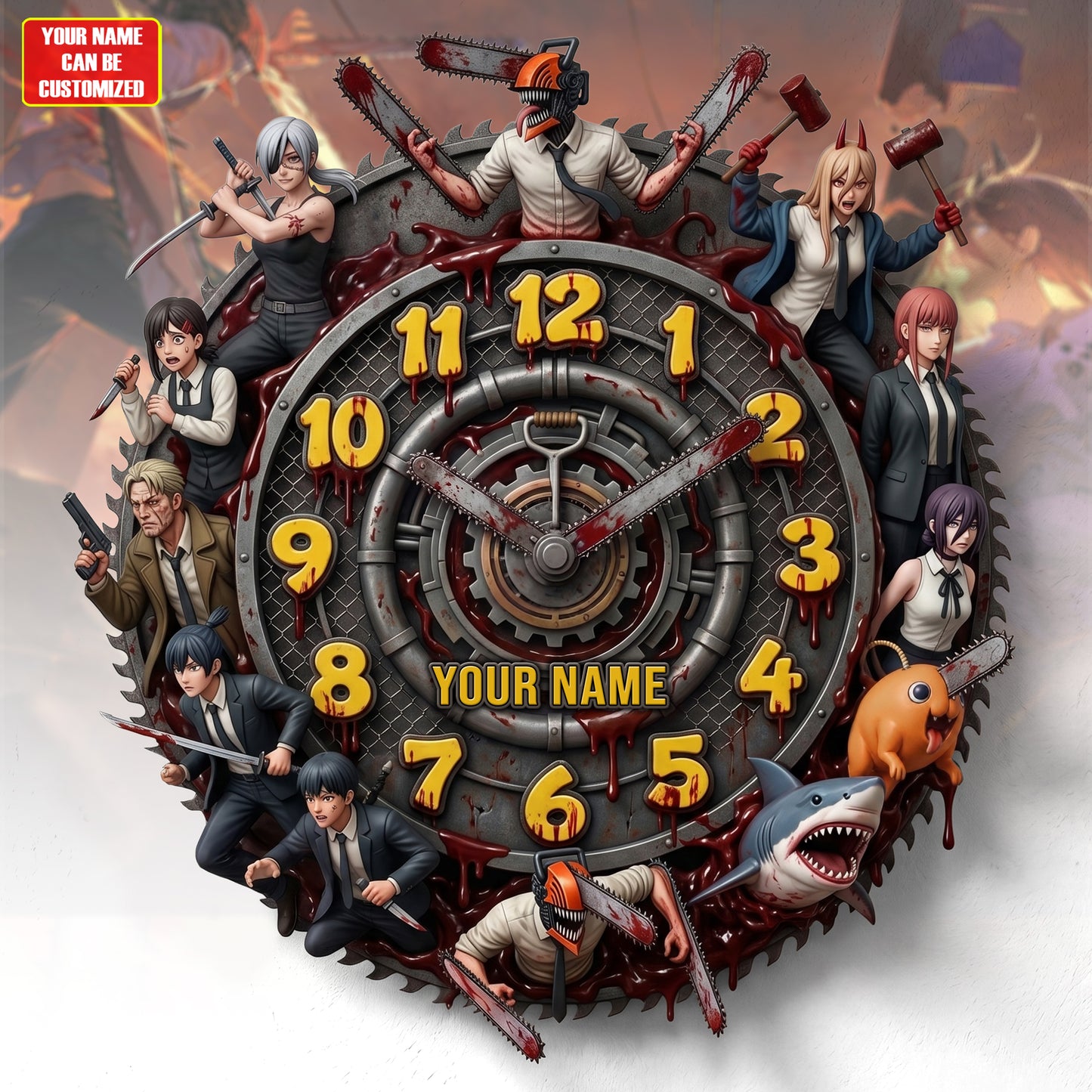 Anime Chainsaw Hunter Acrylic Hanging Wall Clock - Personalized Gifts For Anime Lovers