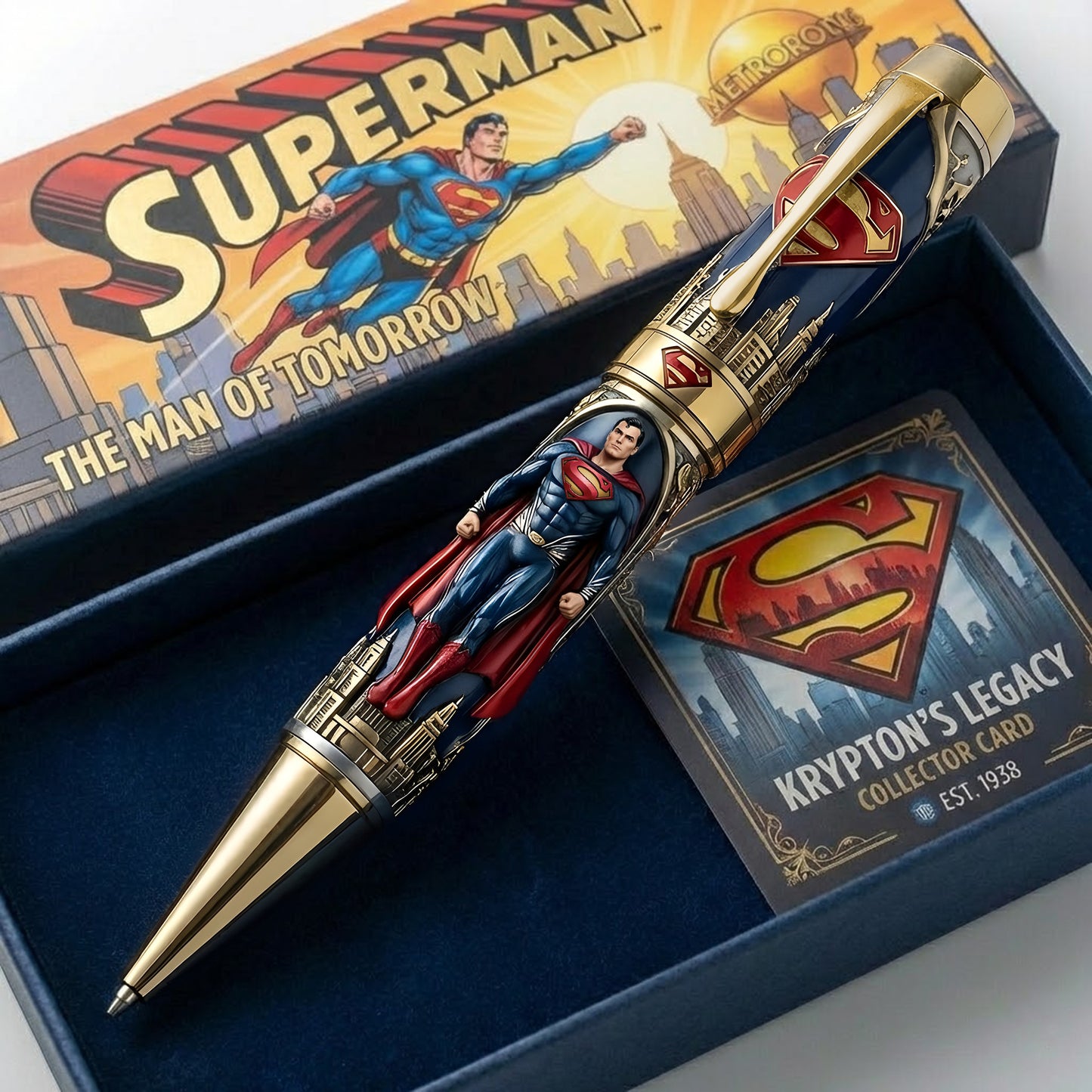 Gothic Man of Tomorrow Collector Pen – Luxury Hero Style Writing Pen Gift for Fans