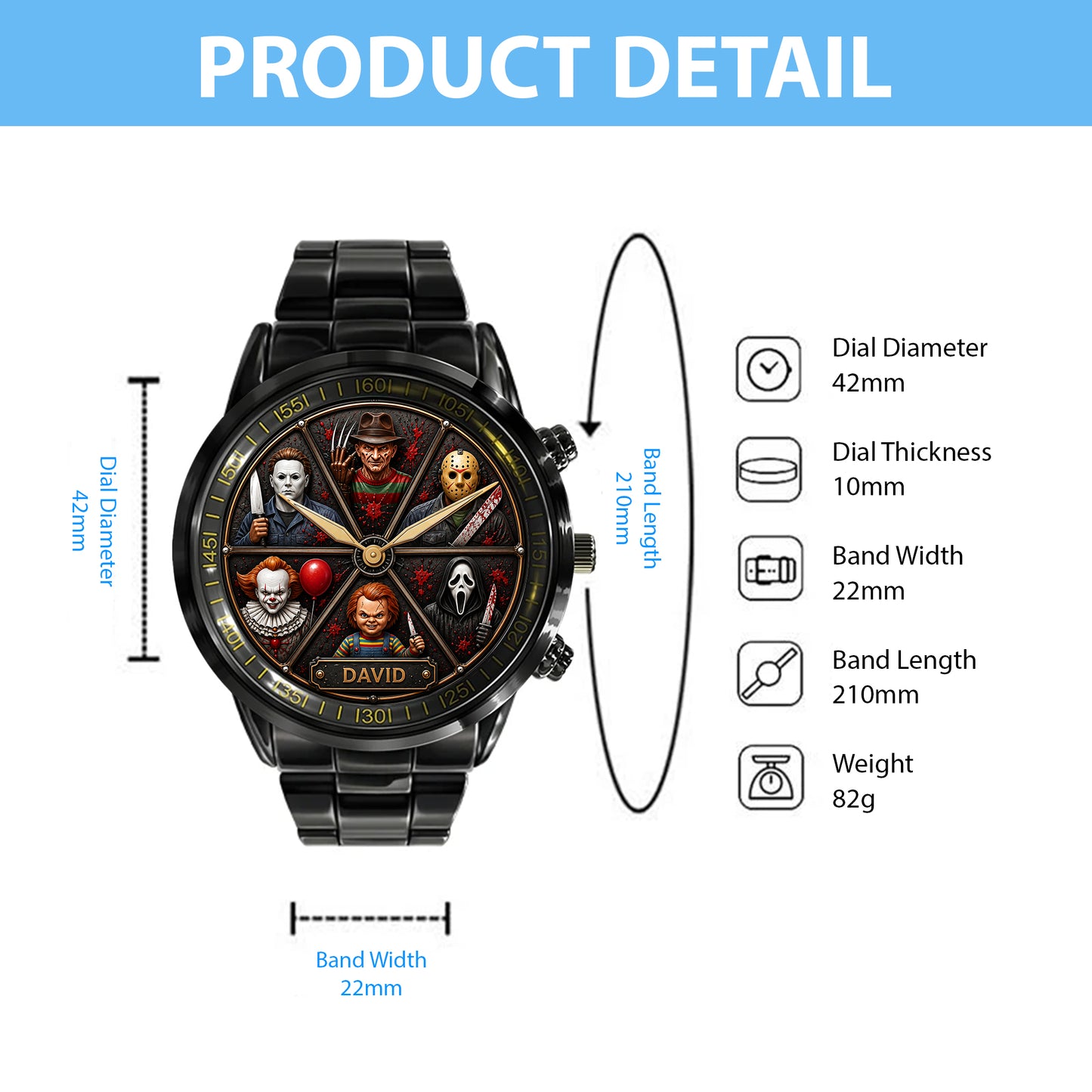 Horror Characters Watch, Personalized Gifts For Horror Movie Fans