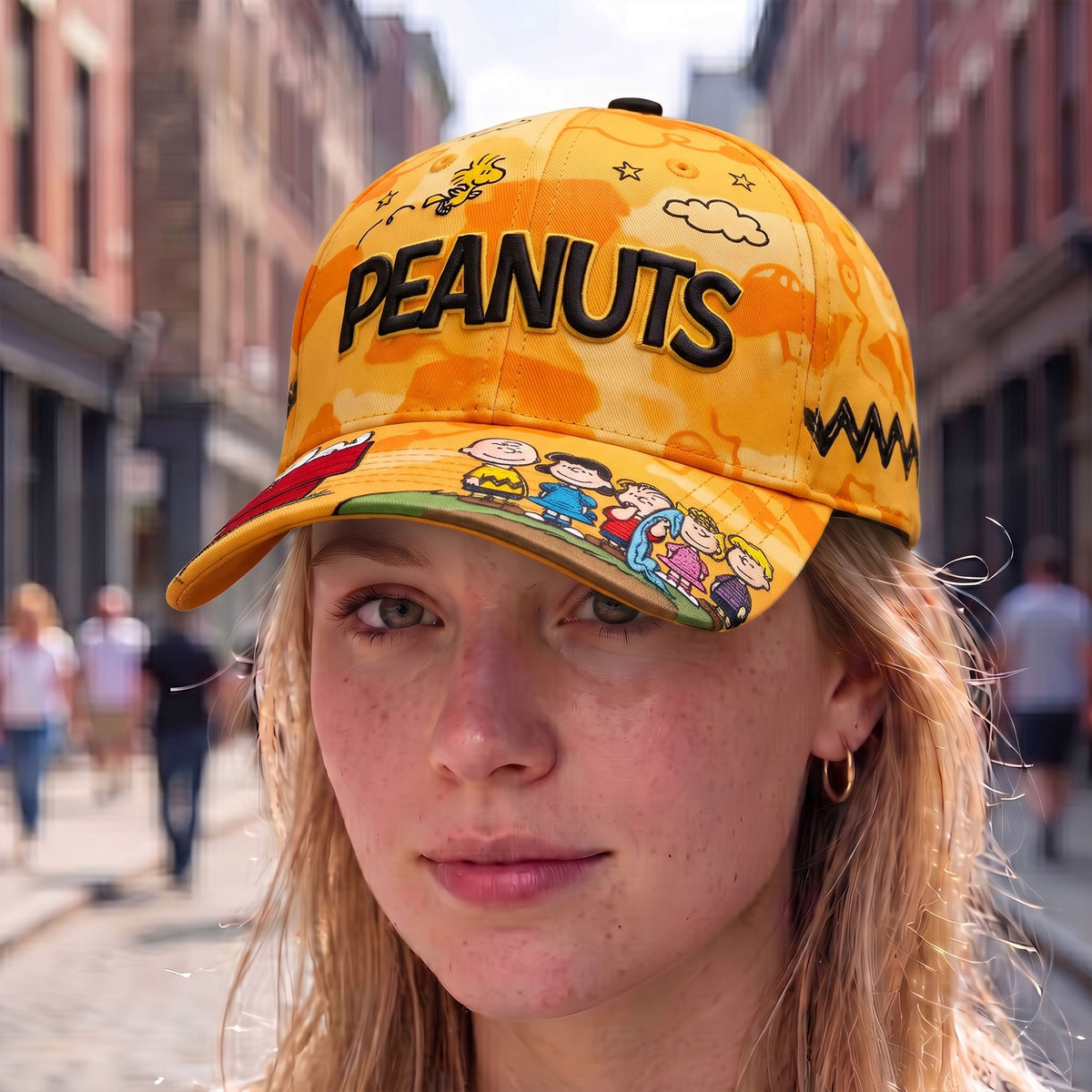 Sunny Cartoon Friends Adventure Cap – Vintage Yellow Friendship Baseball Hat