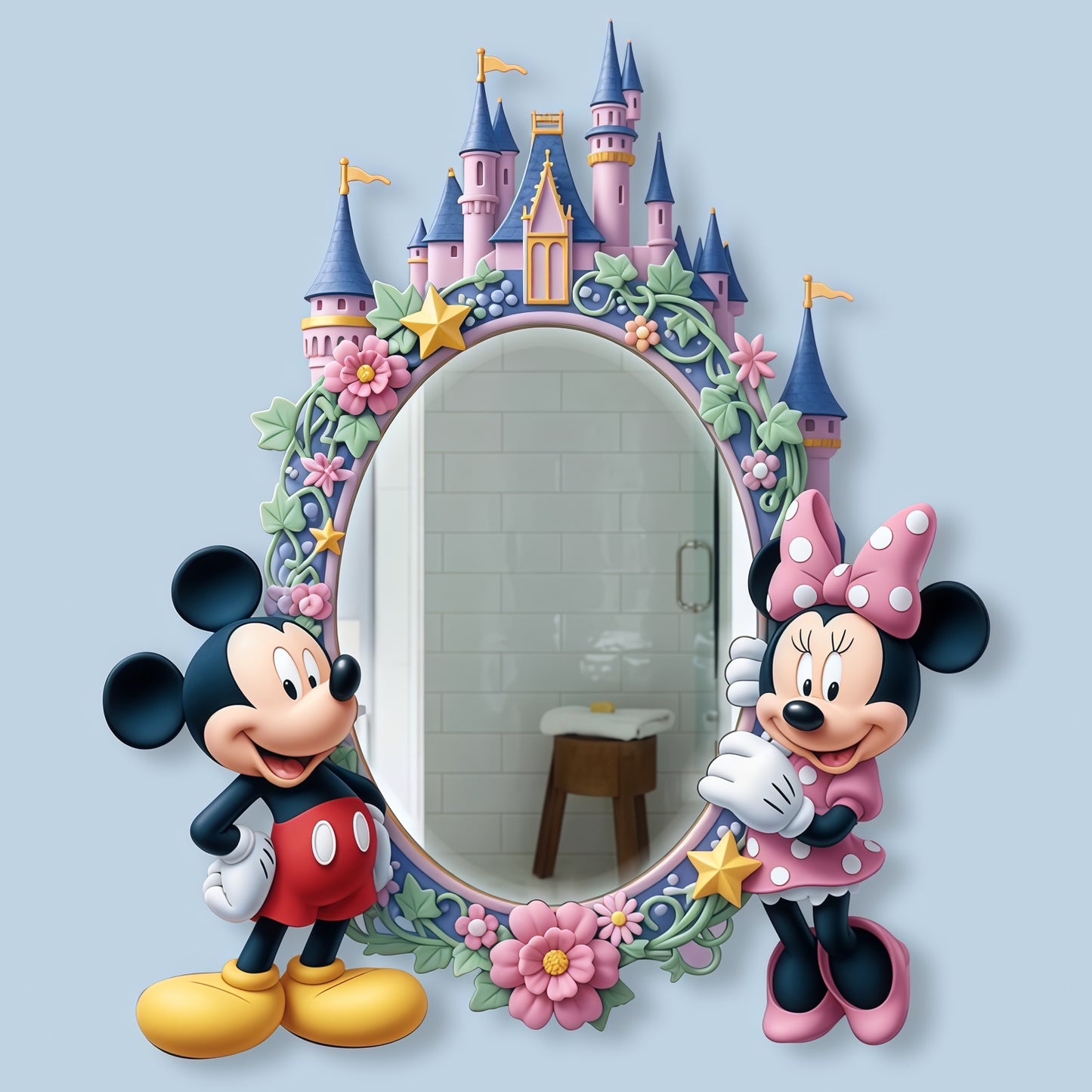 Cute Cartoon Duo - Personalized Mouse Wall Hanging Mirror