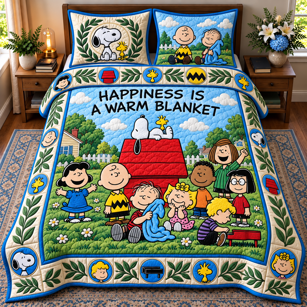 Classic Cartoon Friends Quilt Set – Cozy Cartoon Bedding Gift