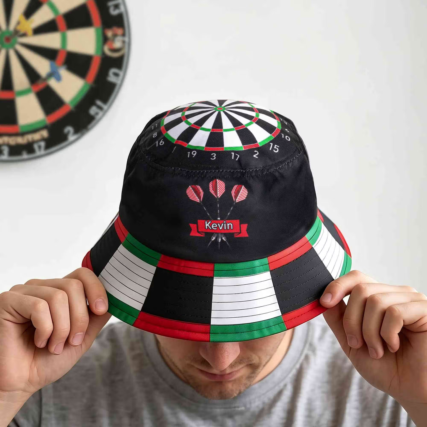 Personalized Darts Bucket Hat – Custom Name Gift for Dart Players