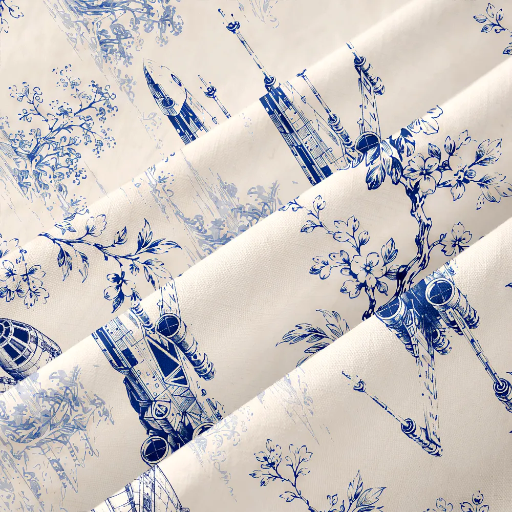 Galactic Fleet Hawaiian Shirt – Blue & Cream Sci-Fi Resort Button-Up
