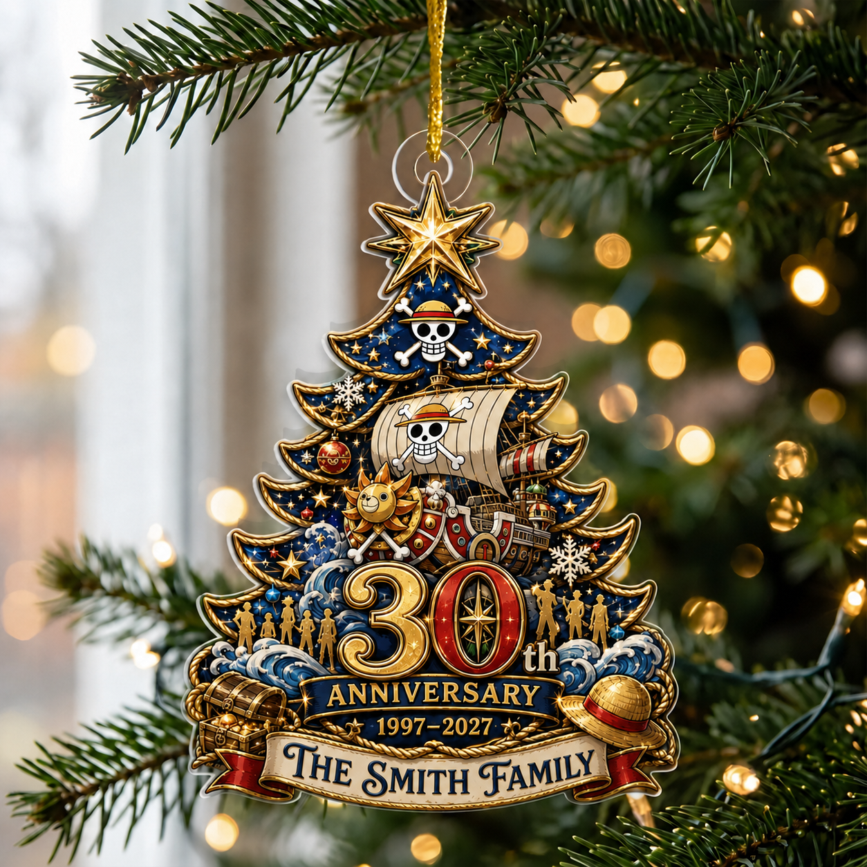 Pirate Adventure 30th Anniversary Christmas Ornament – Custom Family Name Gift