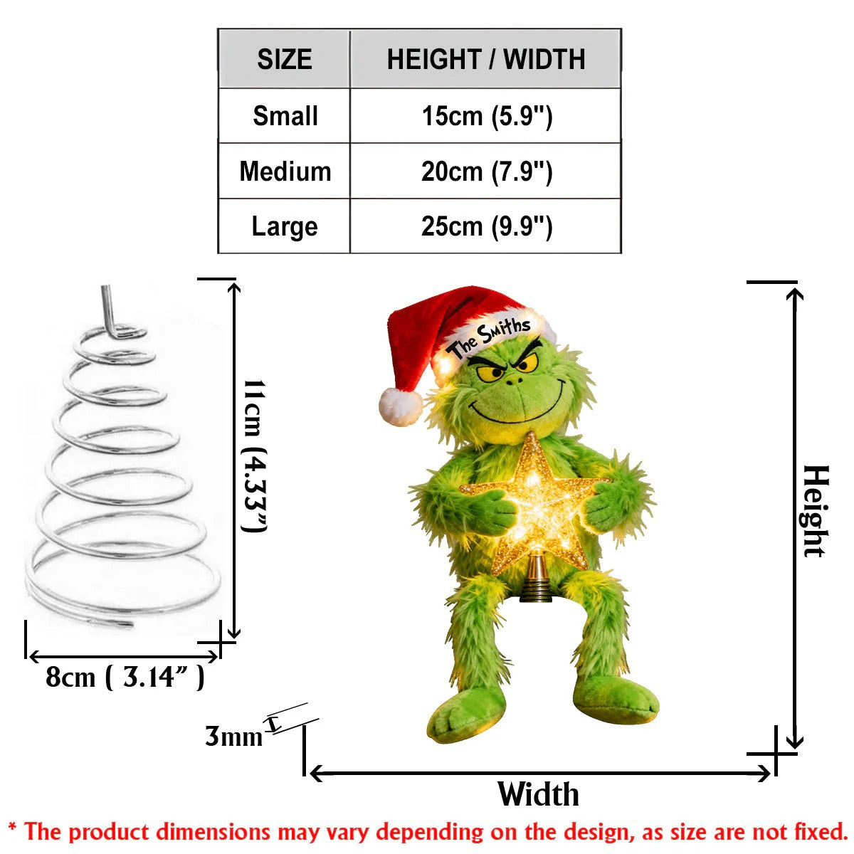 Merry Christmas - Personalized Stole Christmas LED Light Tree Topper