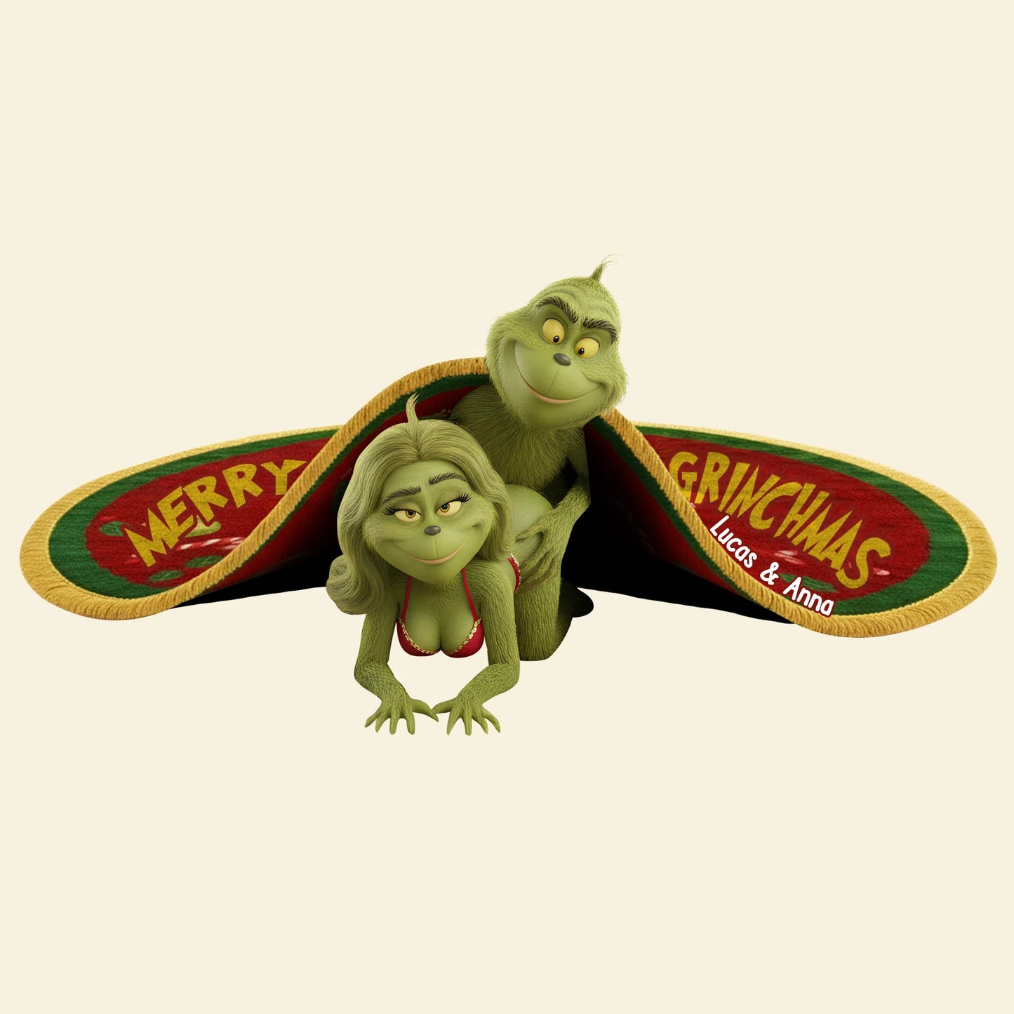 Naughty Green Couples Shaped Doormat - Personalized Gifts For Couples