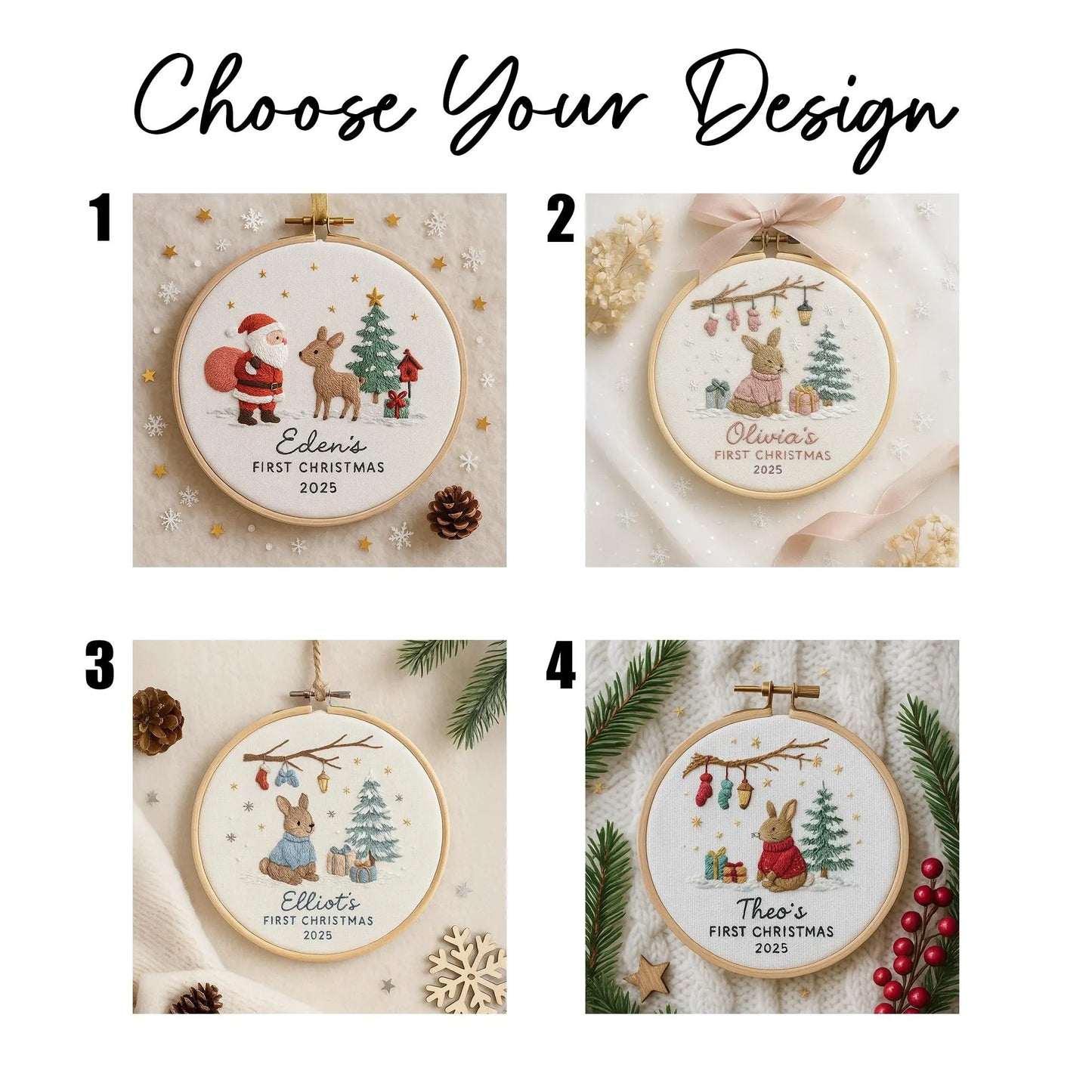 Personalized Embroidered Baby's First Christmas Ornament Keepsake