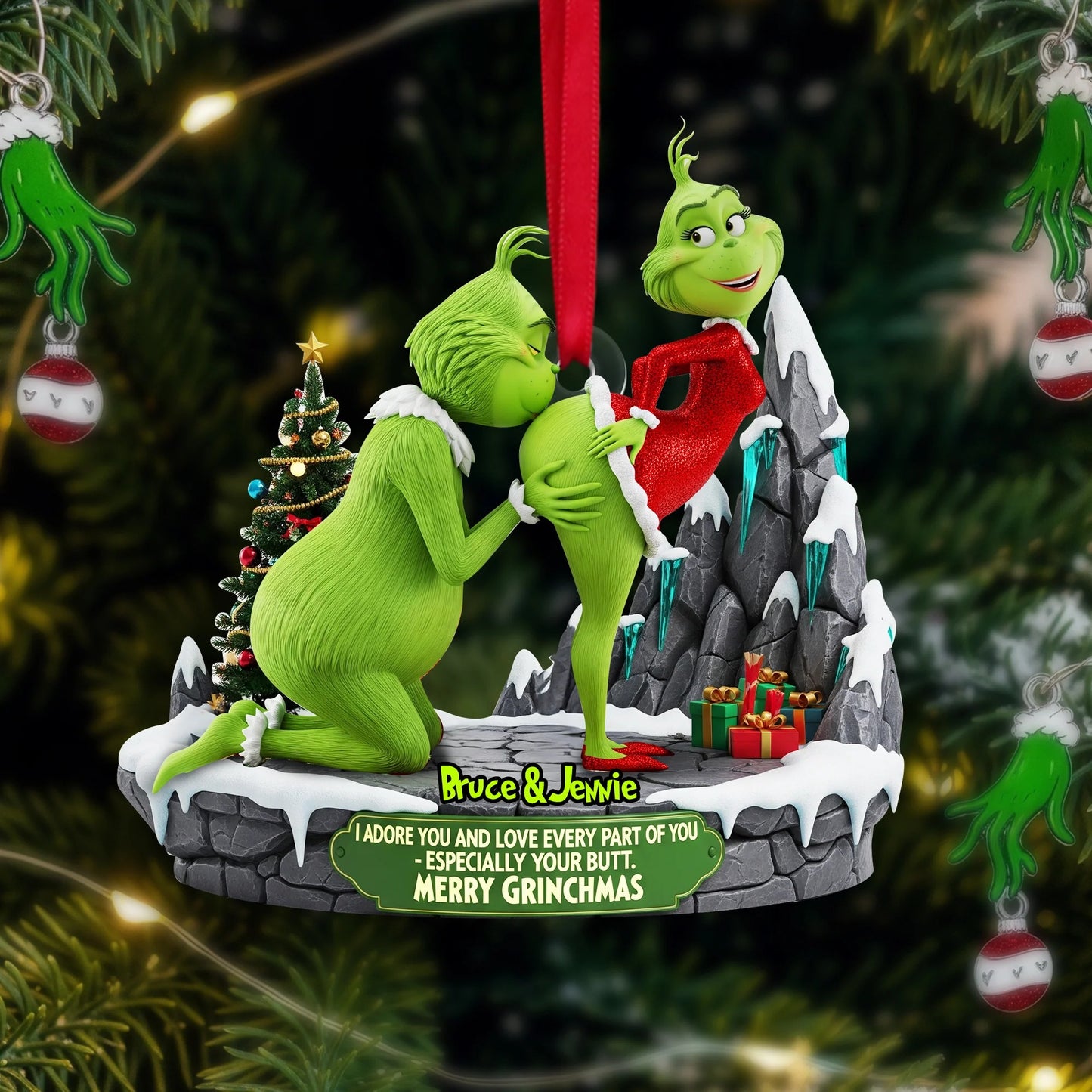Funny Green Couple Ornament Personalized Christmas Gifts For Couple
