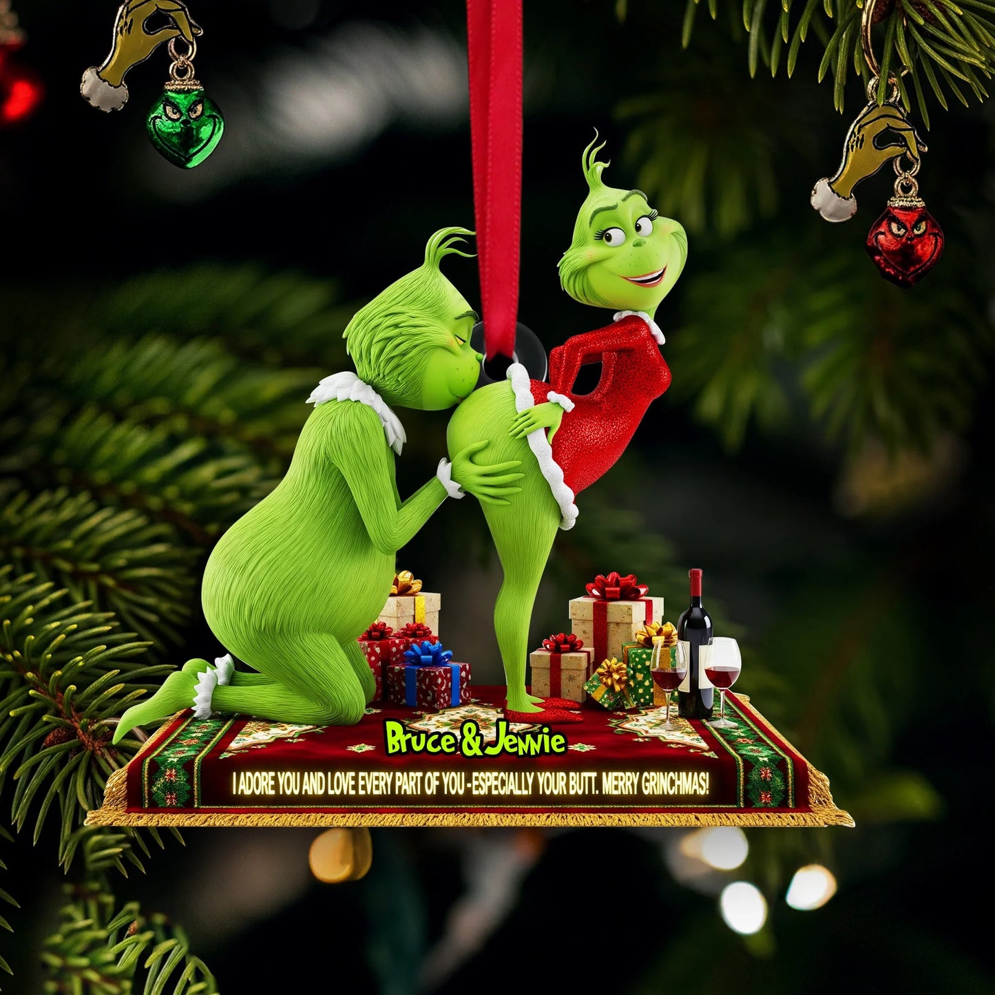 Funny Green Couple Ornament Personalized Christmas Gifts For Couple