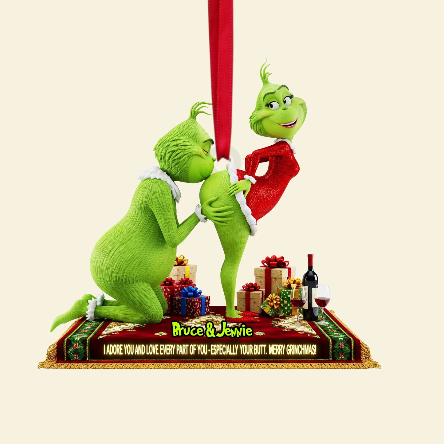 Funny Green Couple Ornament Personalized Christmas Gifts For Couple