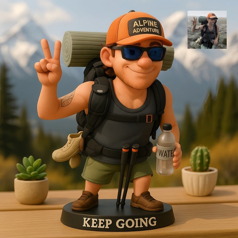 Custom Hiking Photo Pixar Cartoon Style Acrylic Plaque